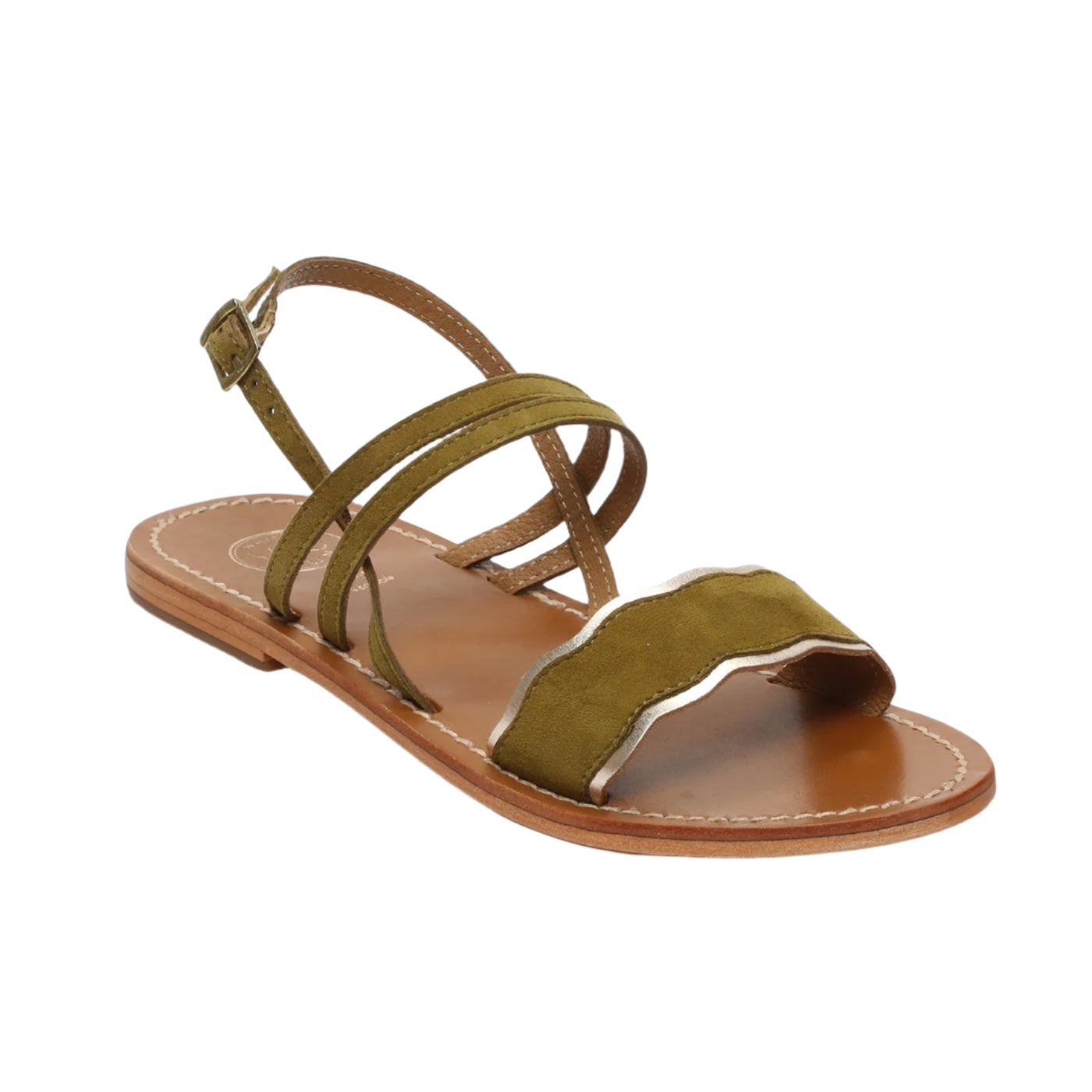 Sandali Bacis - Camoscio di capra oliva - Olive+Gold