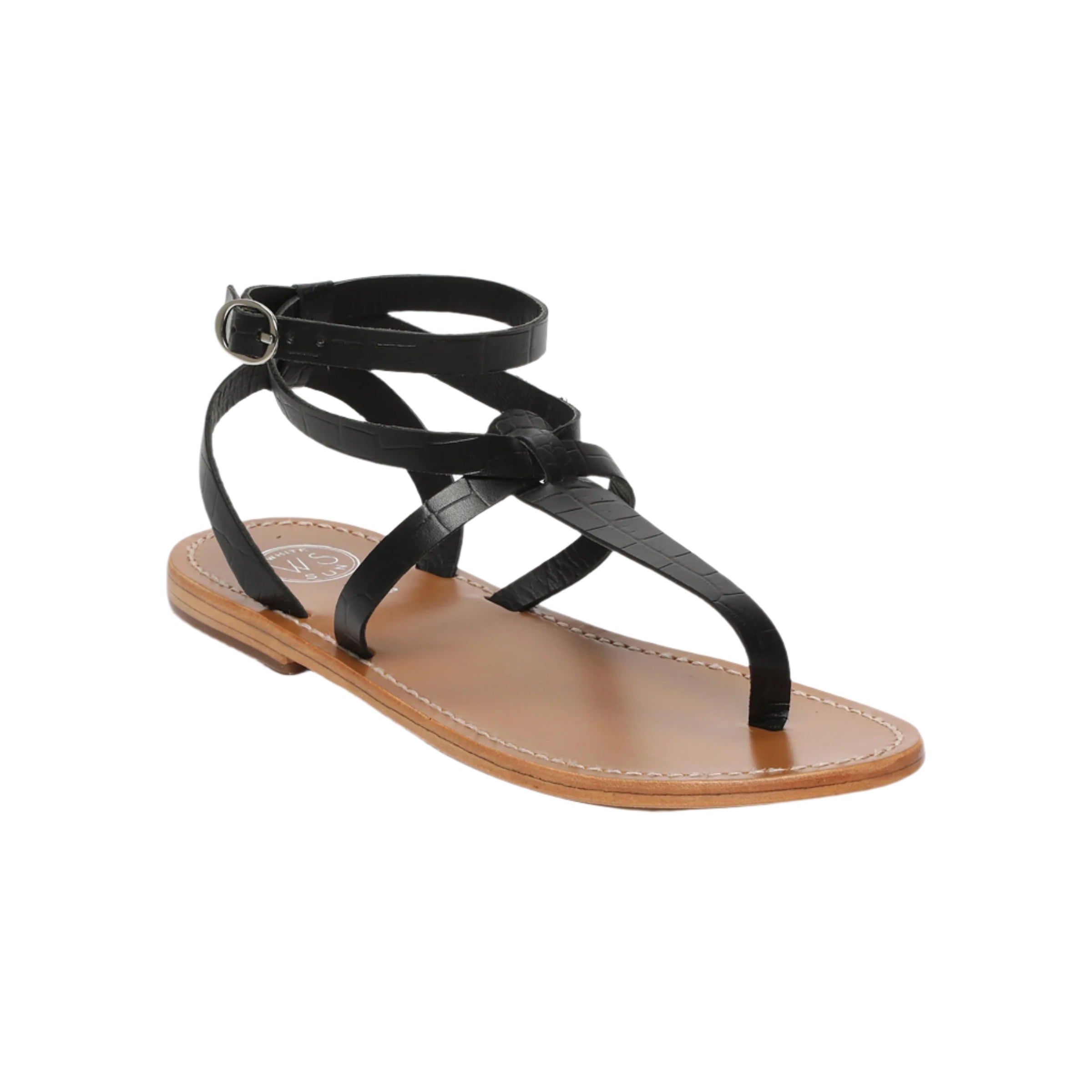 Sandali Esther - Capra con stampa croco nera - Motivi