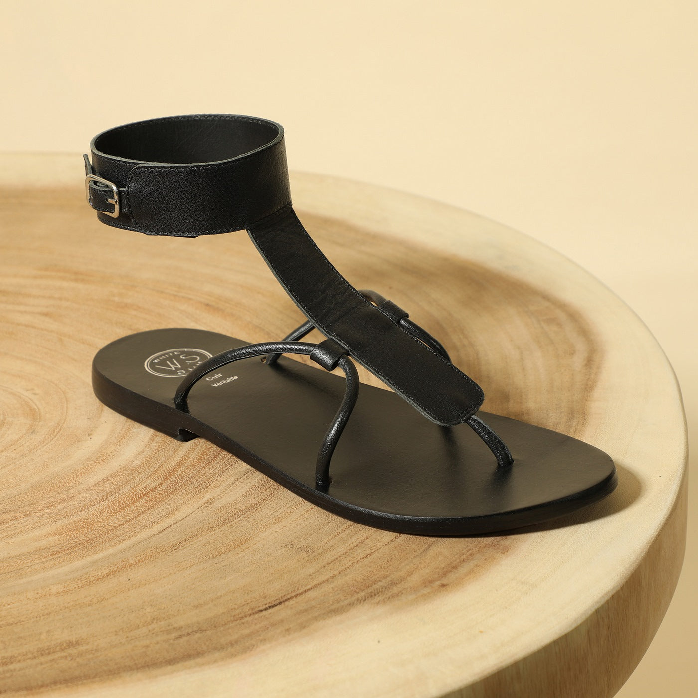 Sandali Babithra - Pelle di capra nera - Nero