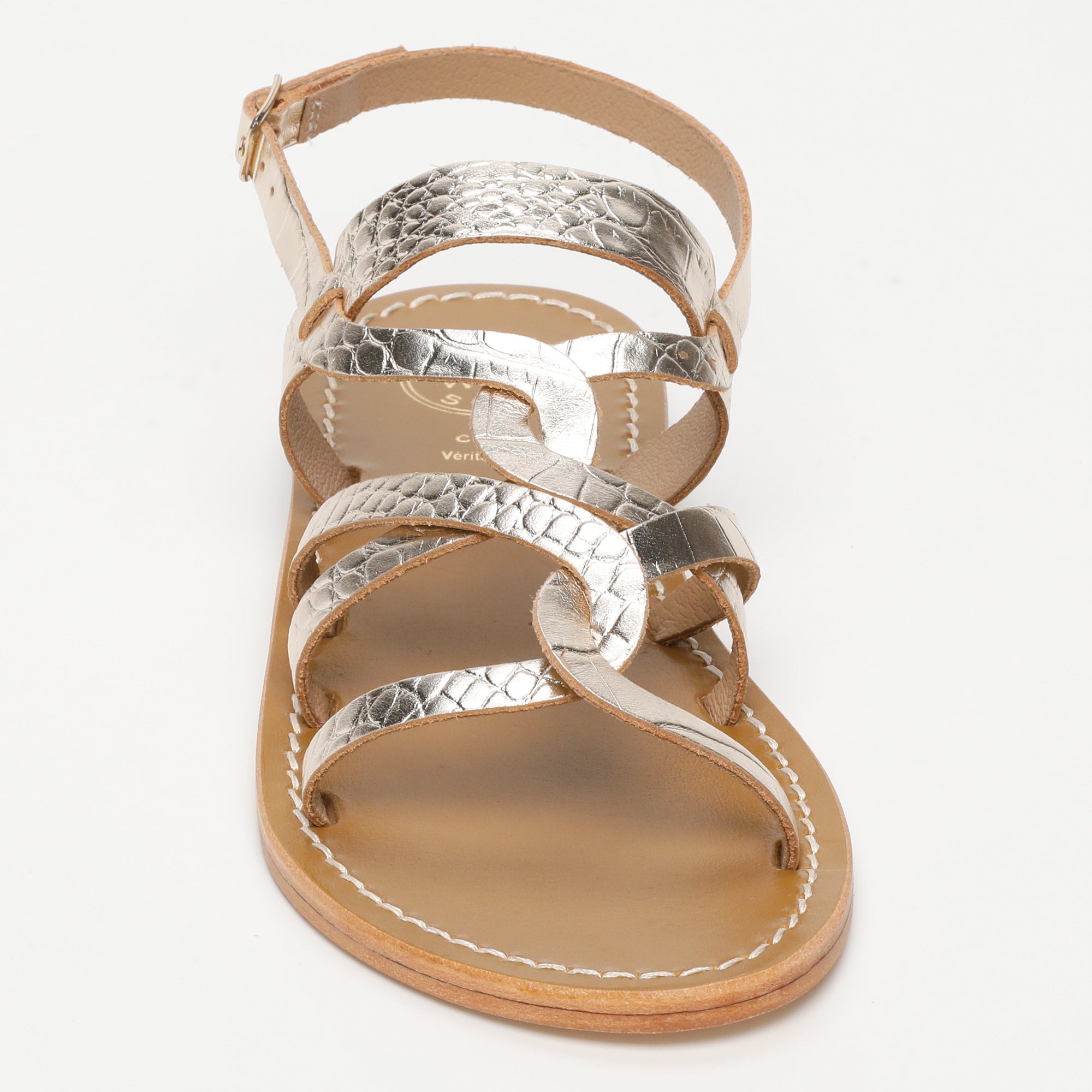 Sandals Tonosi - Light Gold Croco Print Goat - Light Gold Croco