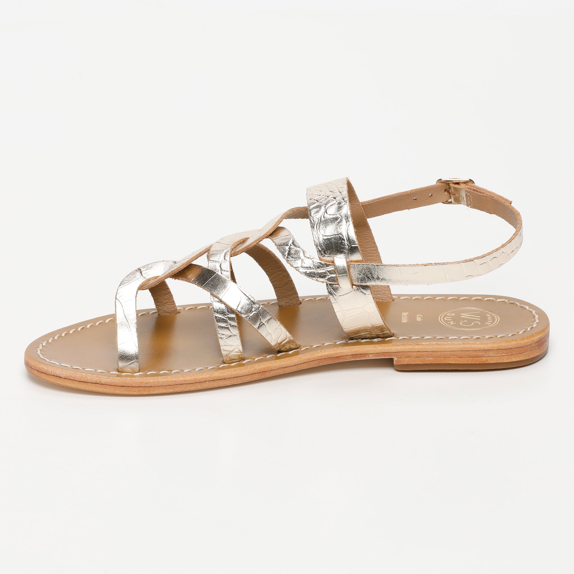Sandals Tonosi - Light Gold Croco Print Goat - Light Gold Croco