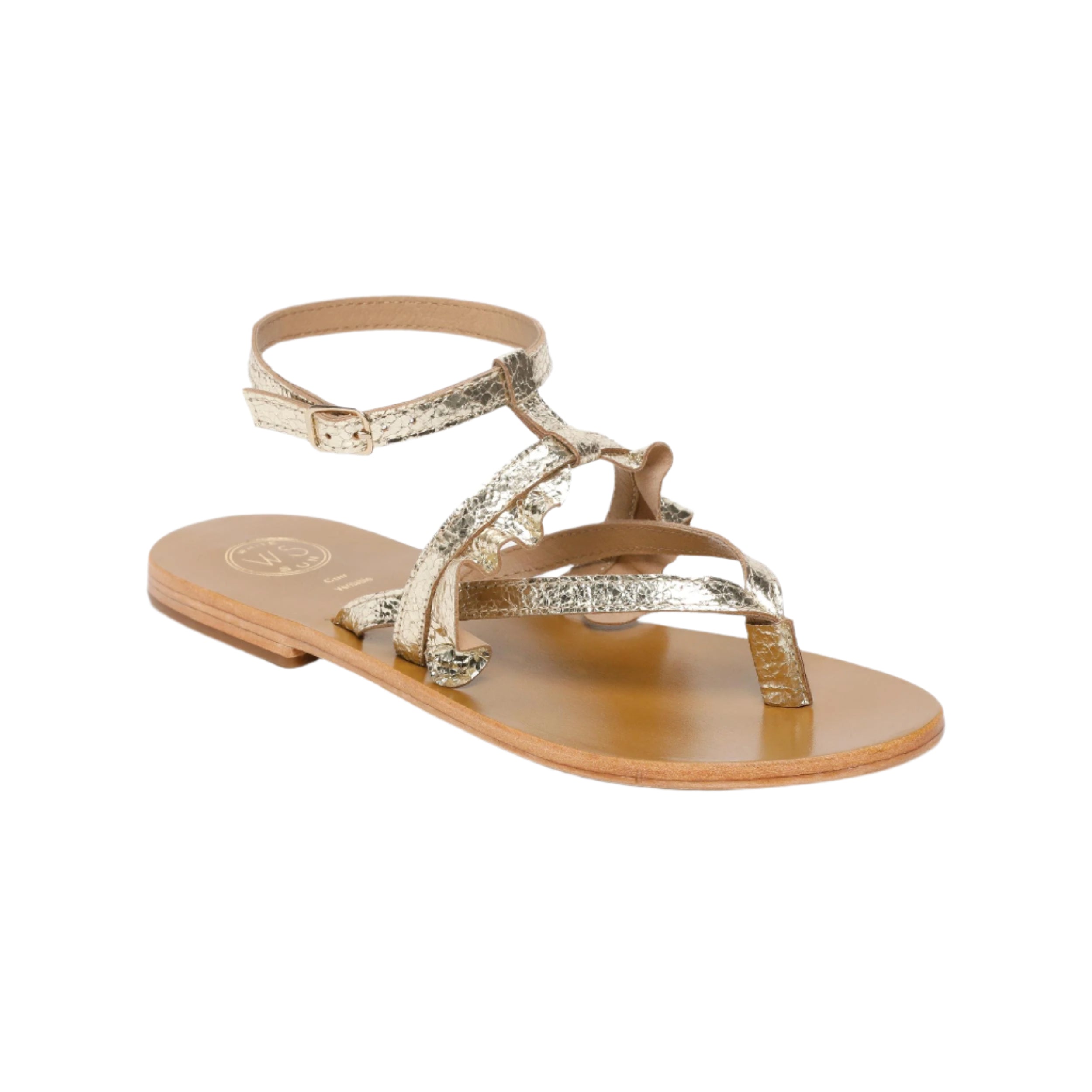 Sandali Onida - Capra in lamina crepla oro - Doré