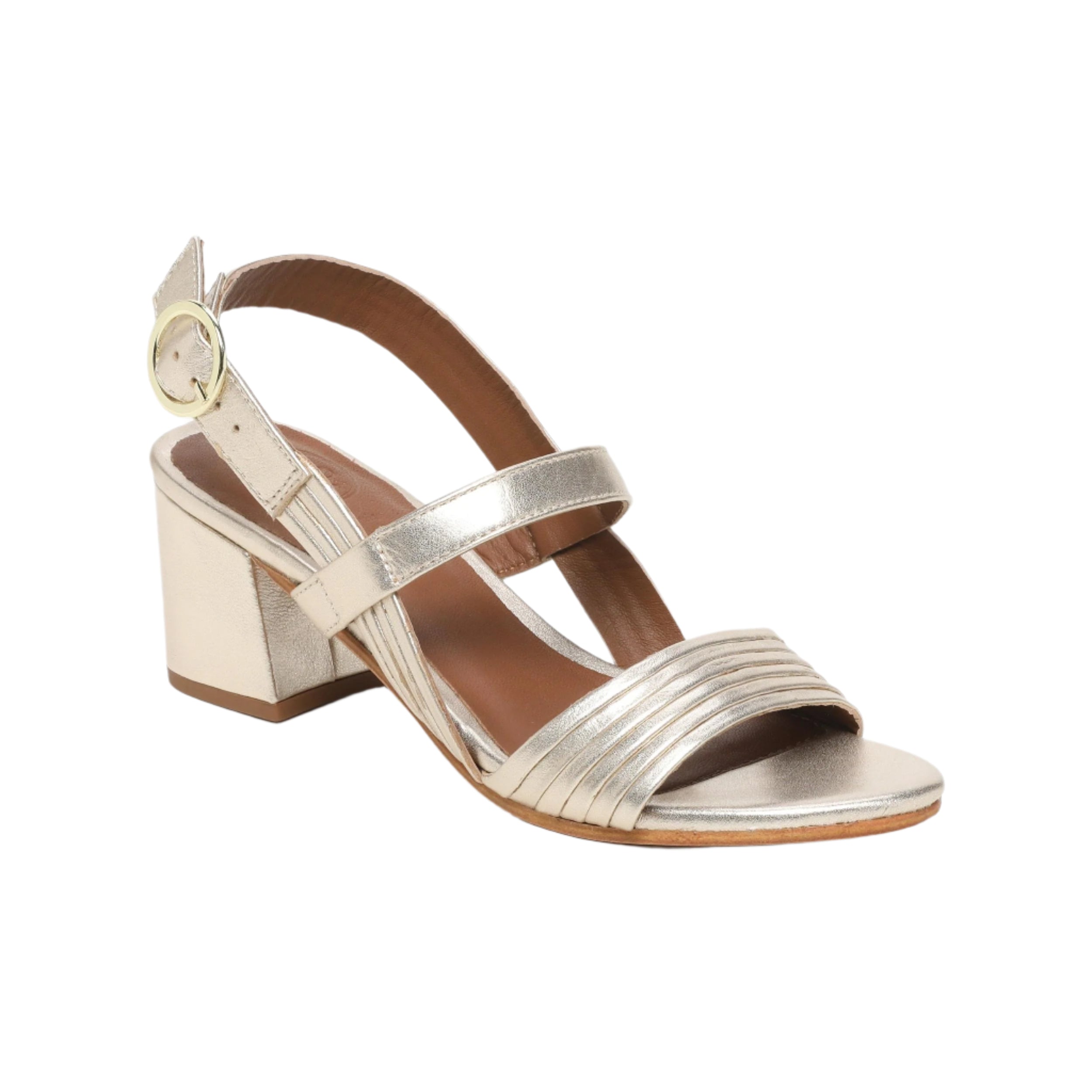 Sandali con tacco Lucuma - Nappa metallizzata Platinium - Oro