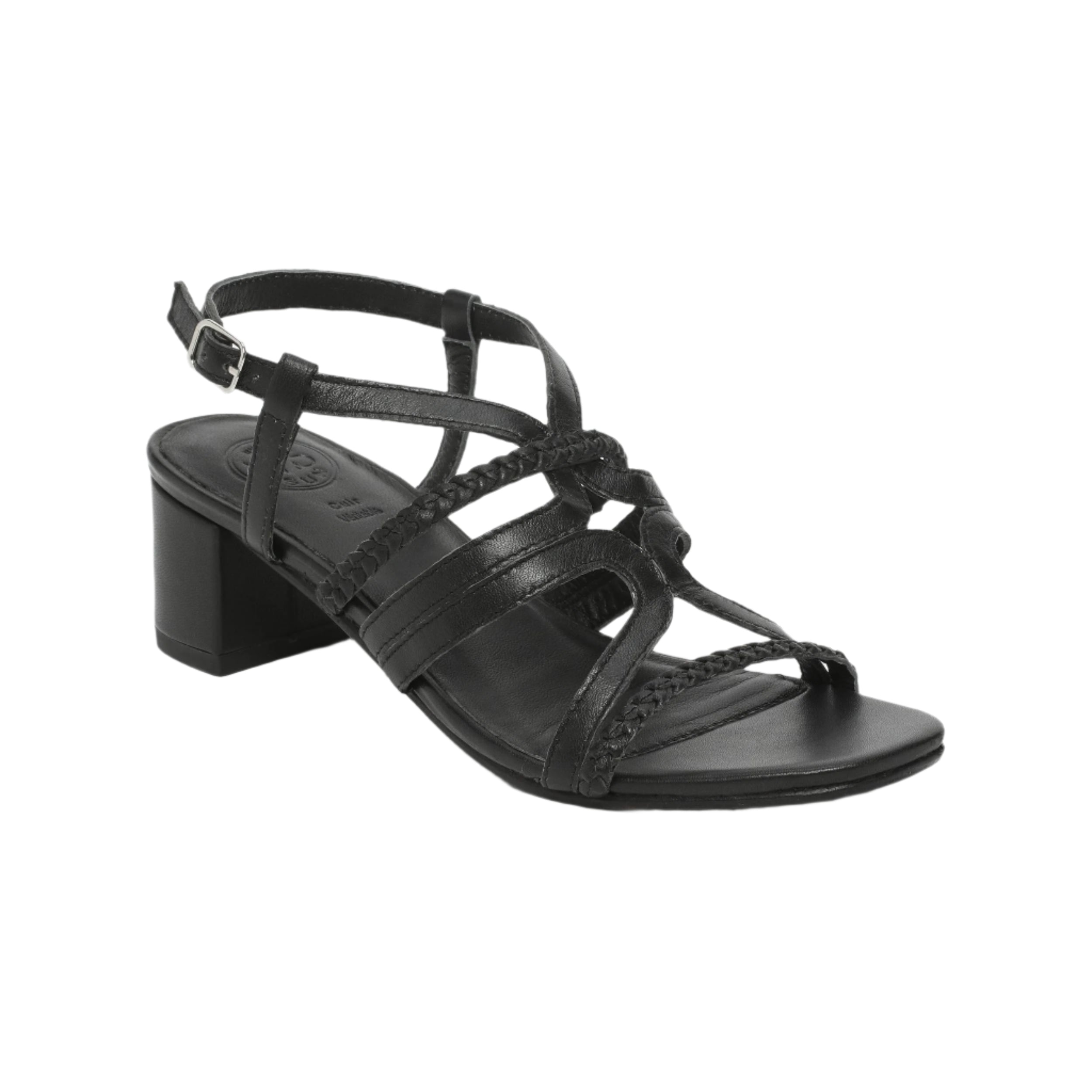 Sandali con tacco Fuyu - Pelle di capra nera - Nero