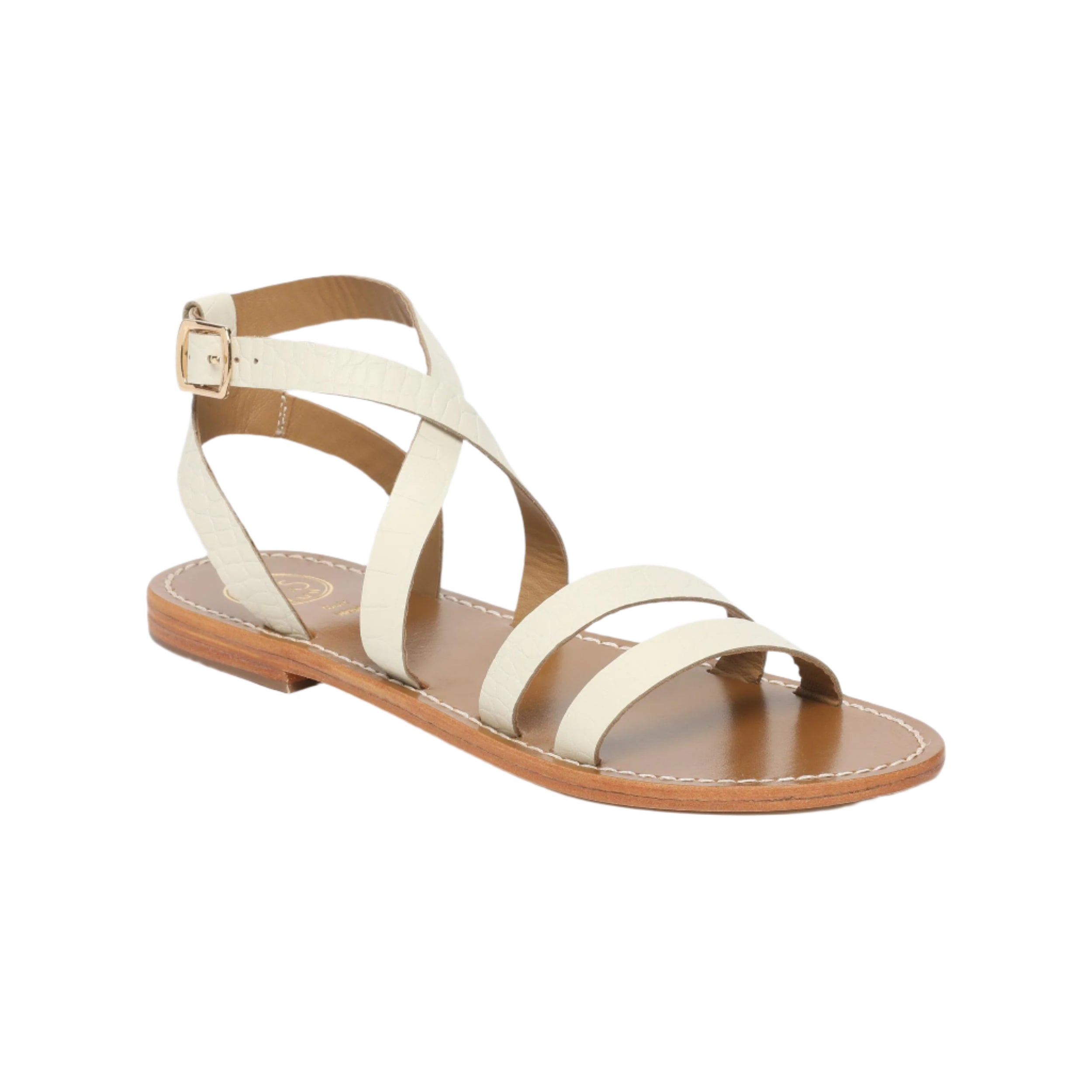 Sandali Lesia - Capra stampa croco bianco