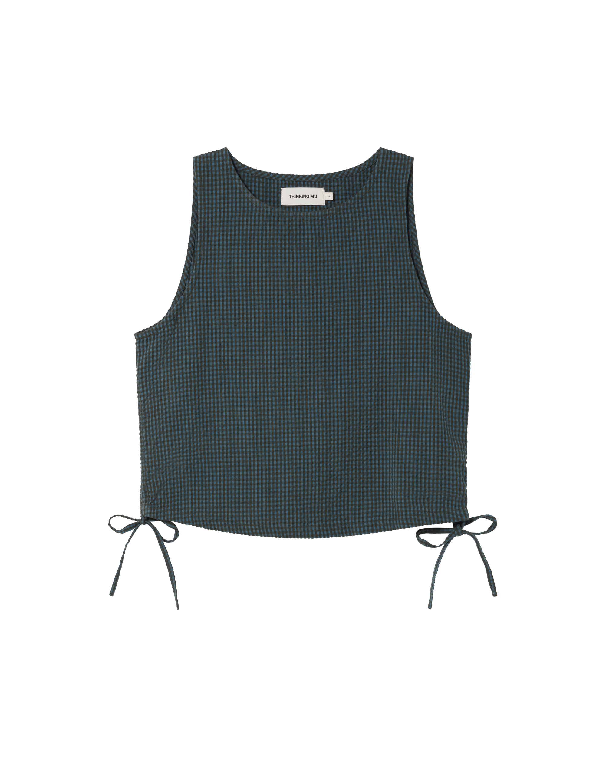 Top Seersucker a cuadros - Verde