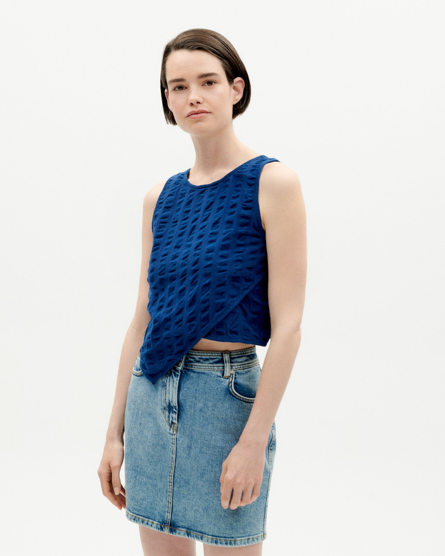 Seersucker Top - Blue