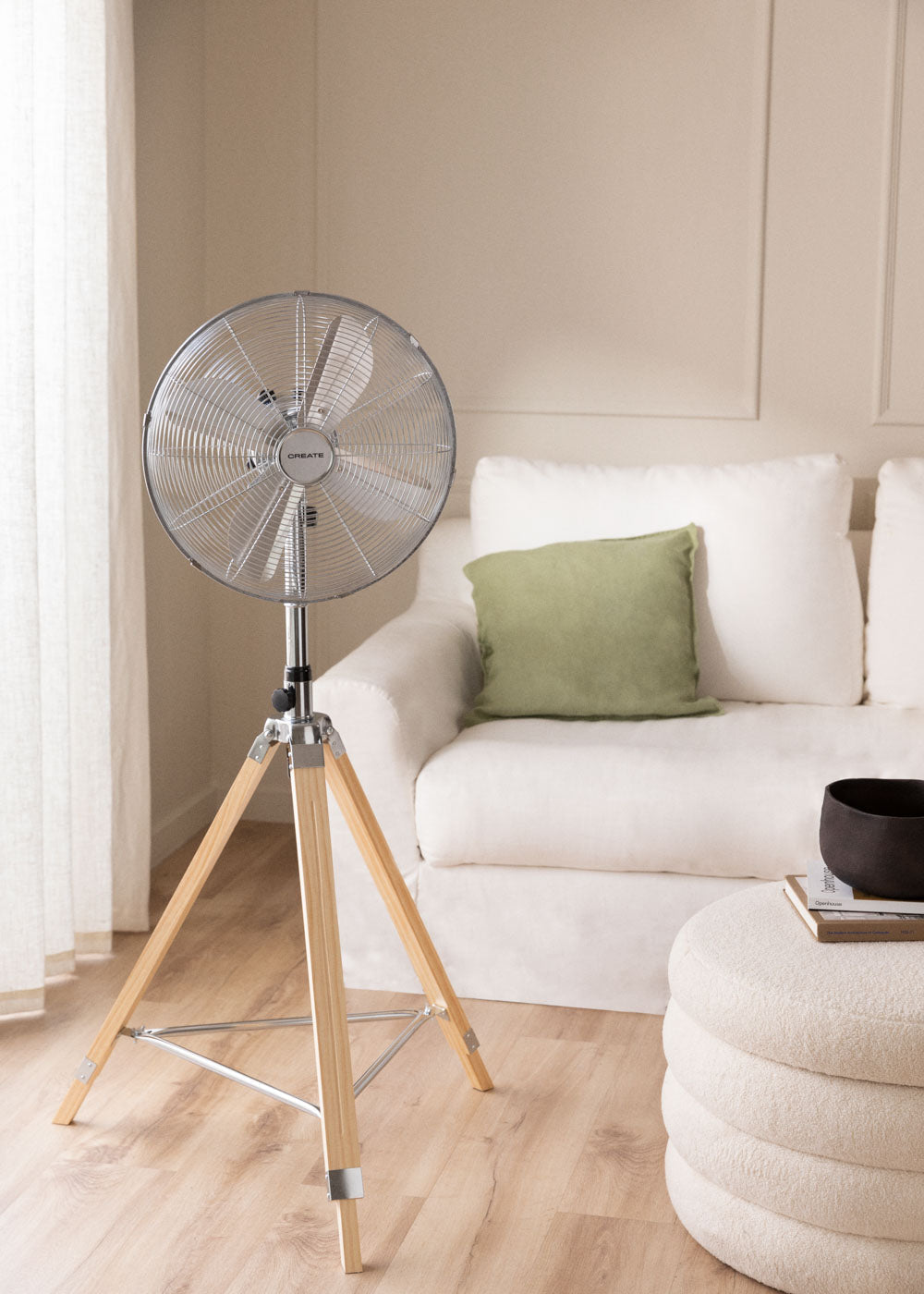 Air Tripod Retro - Standventilator 80W - Verchromt
