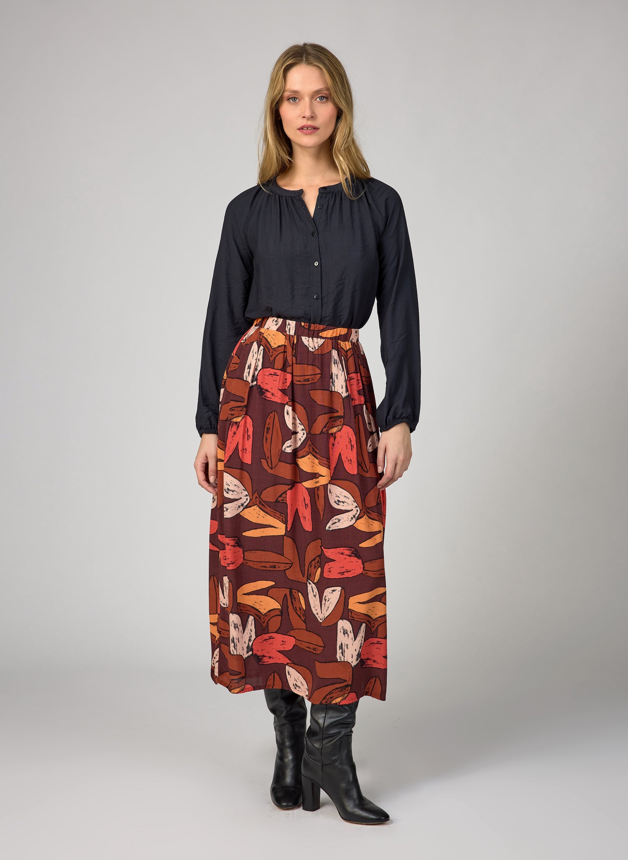 Midi skirt Galou Bariton Chocolate
