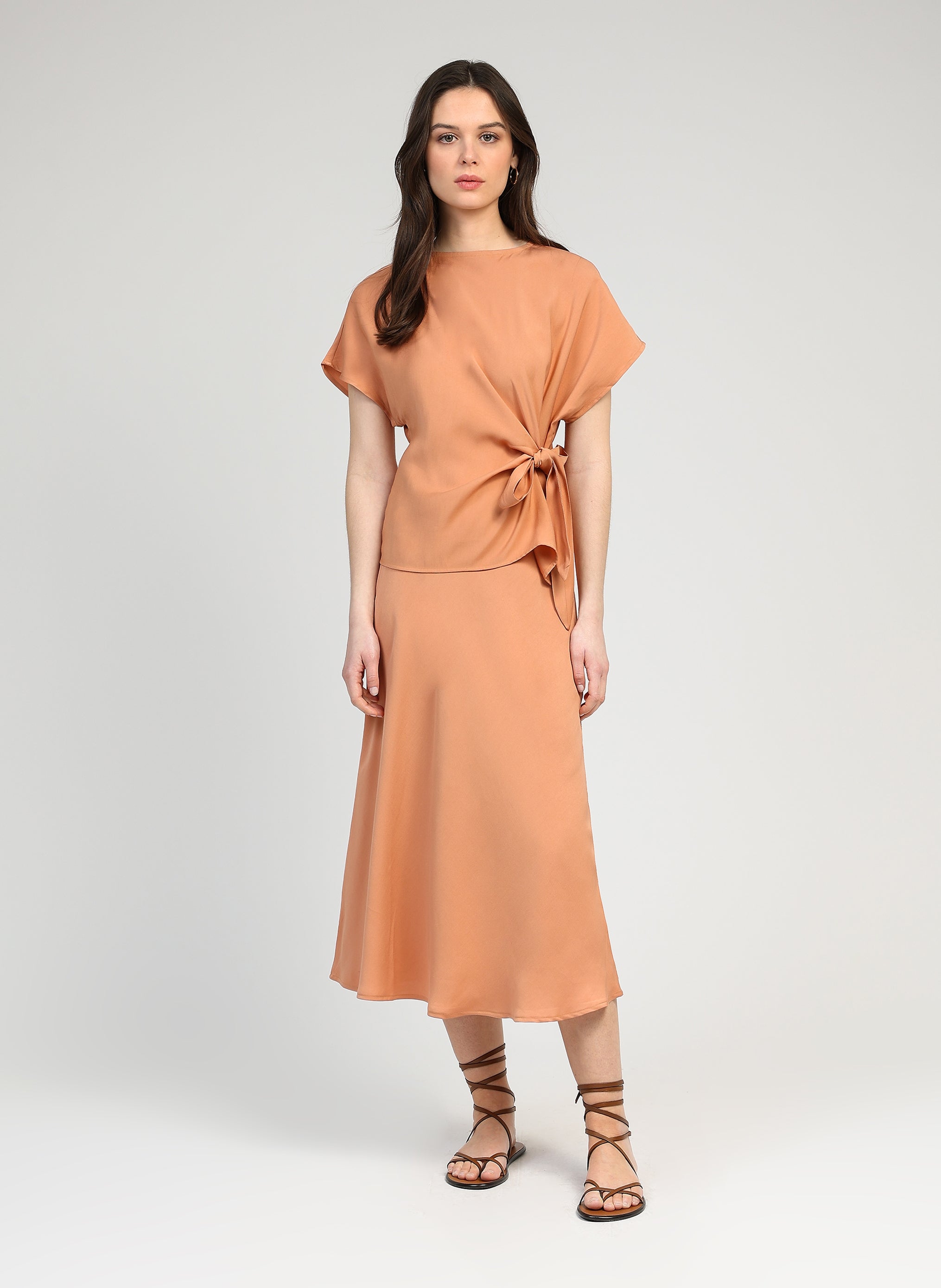 Galvy Terracotta Midi Skirt