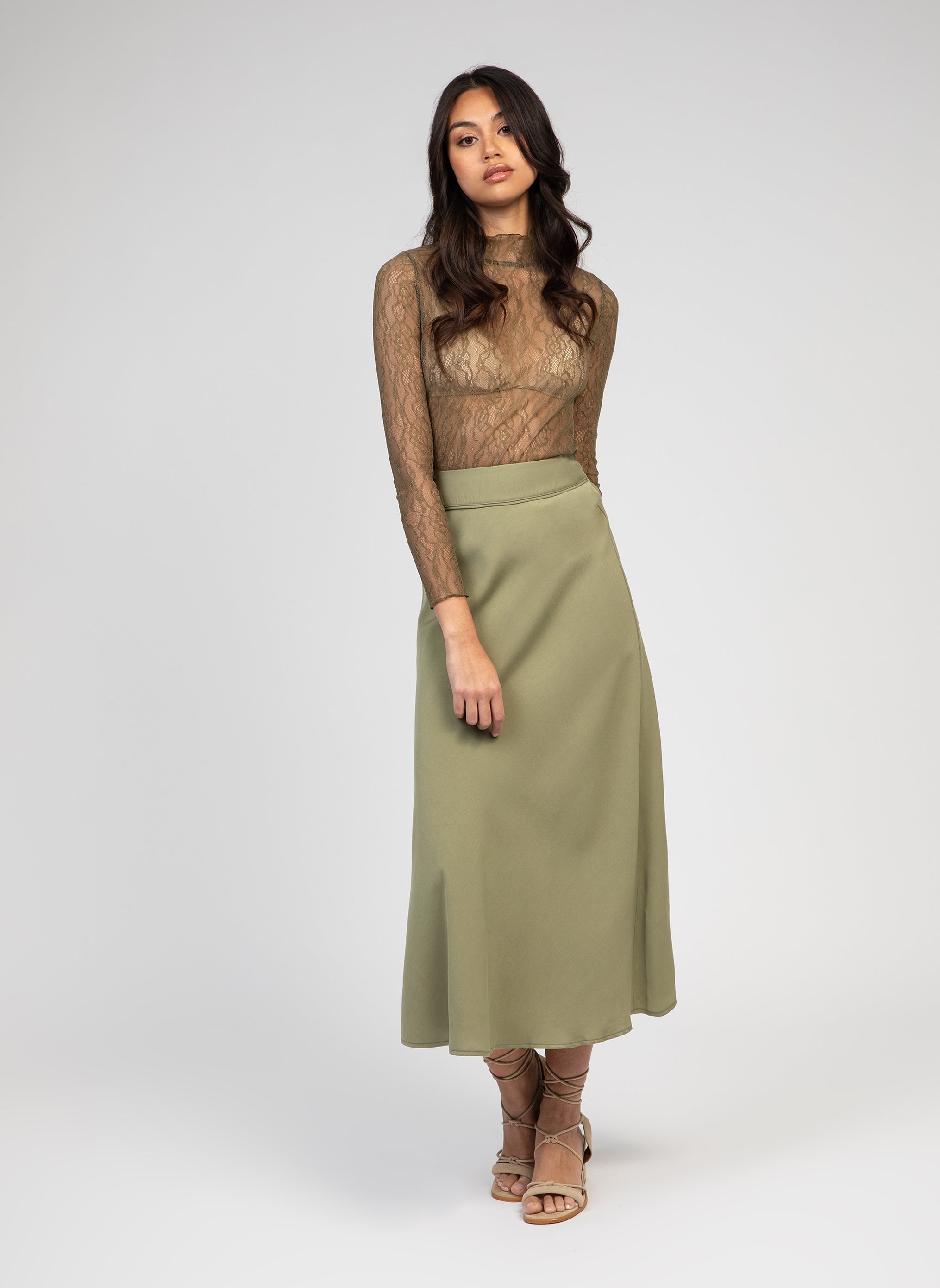 Galvy Militaire Midi Skirt