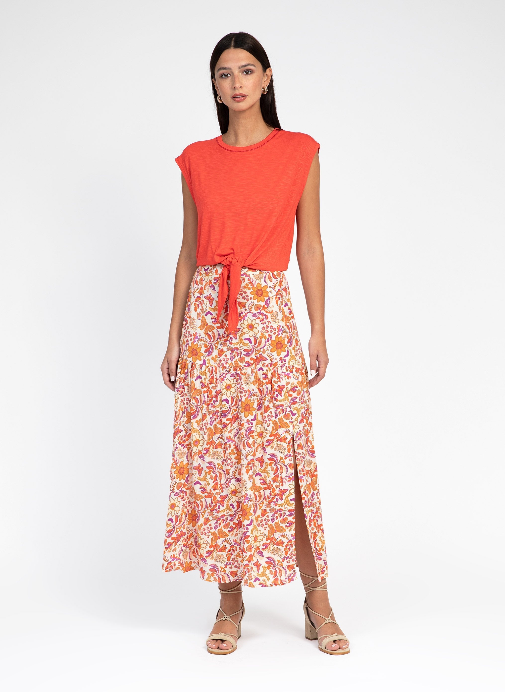 Gilberta Butterfly Midi Skirt Ecru