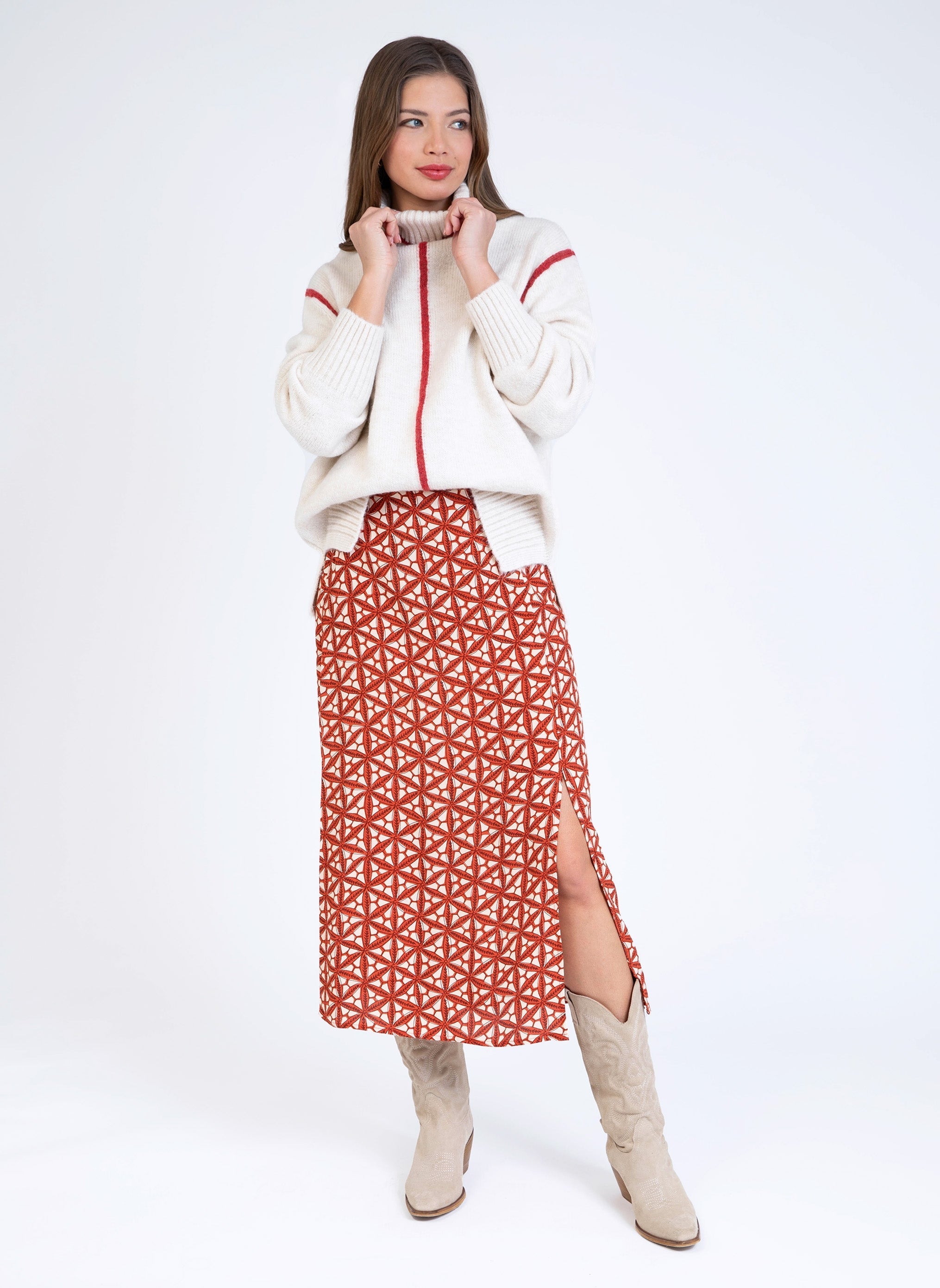 Midi skirt Ginalou Badiane Caramel