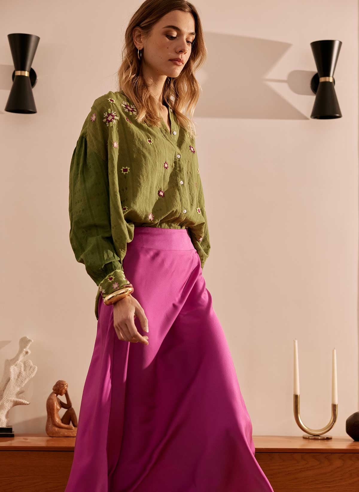 Janialy Orchid Midi Skirt