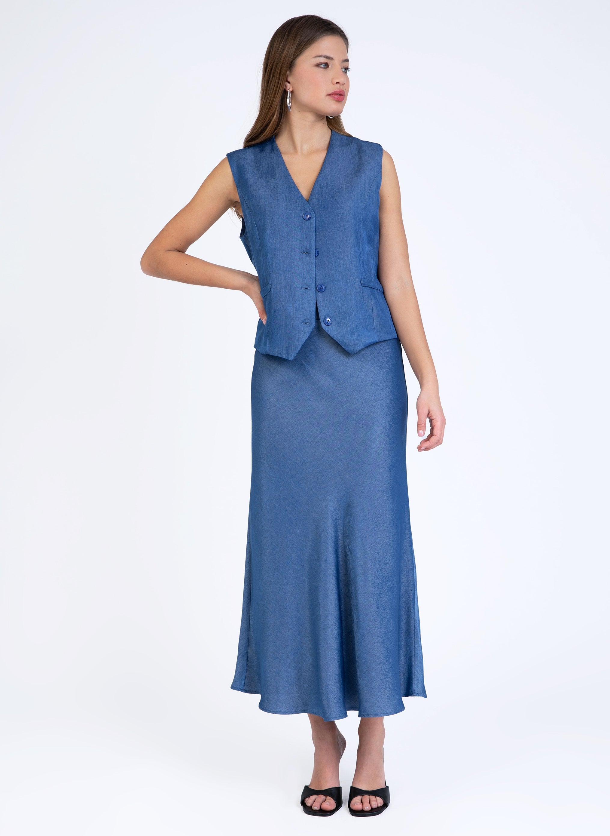 Janiata Denim Midi Skirt