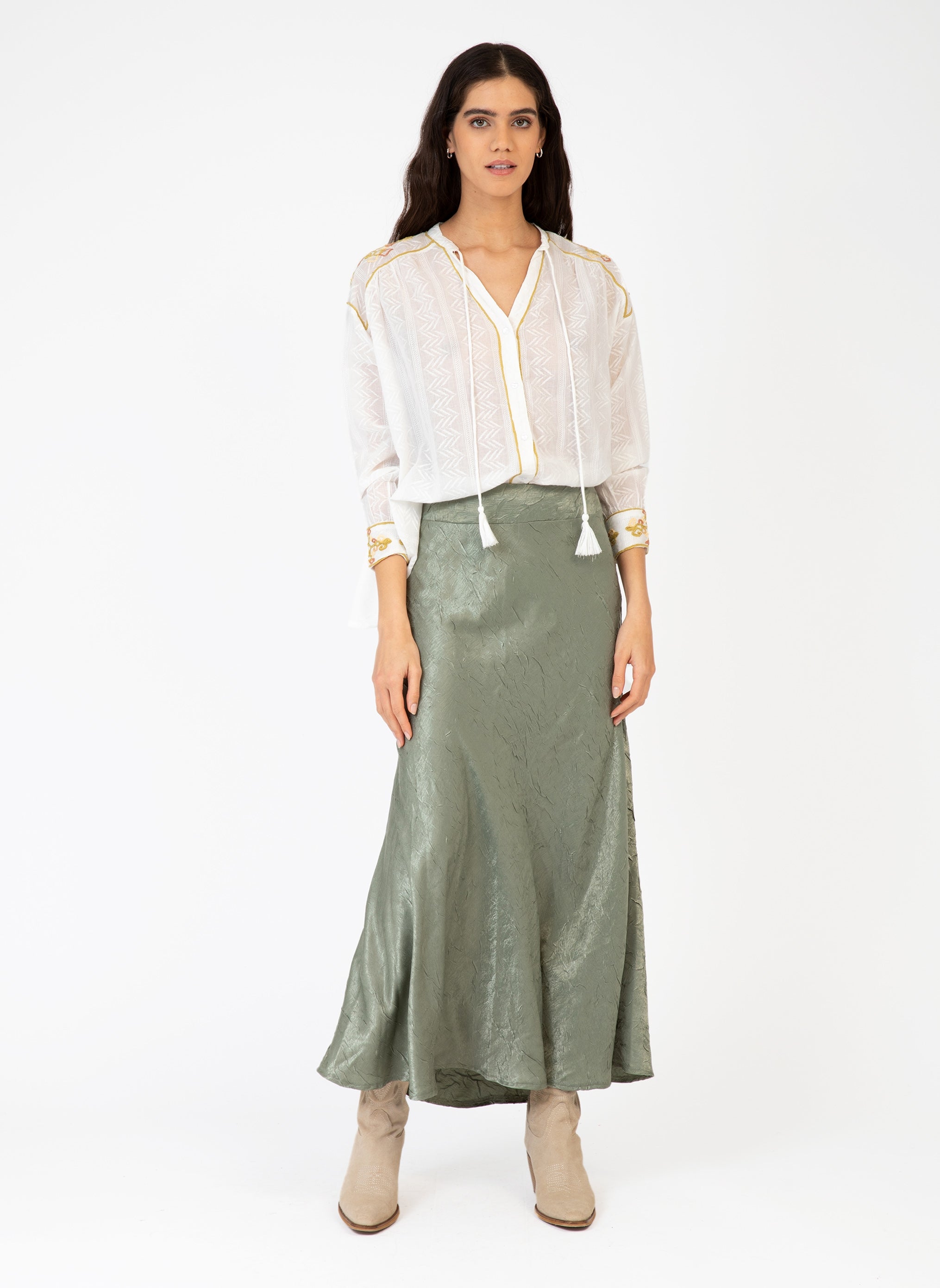 Midi skirt Janina Tilleul