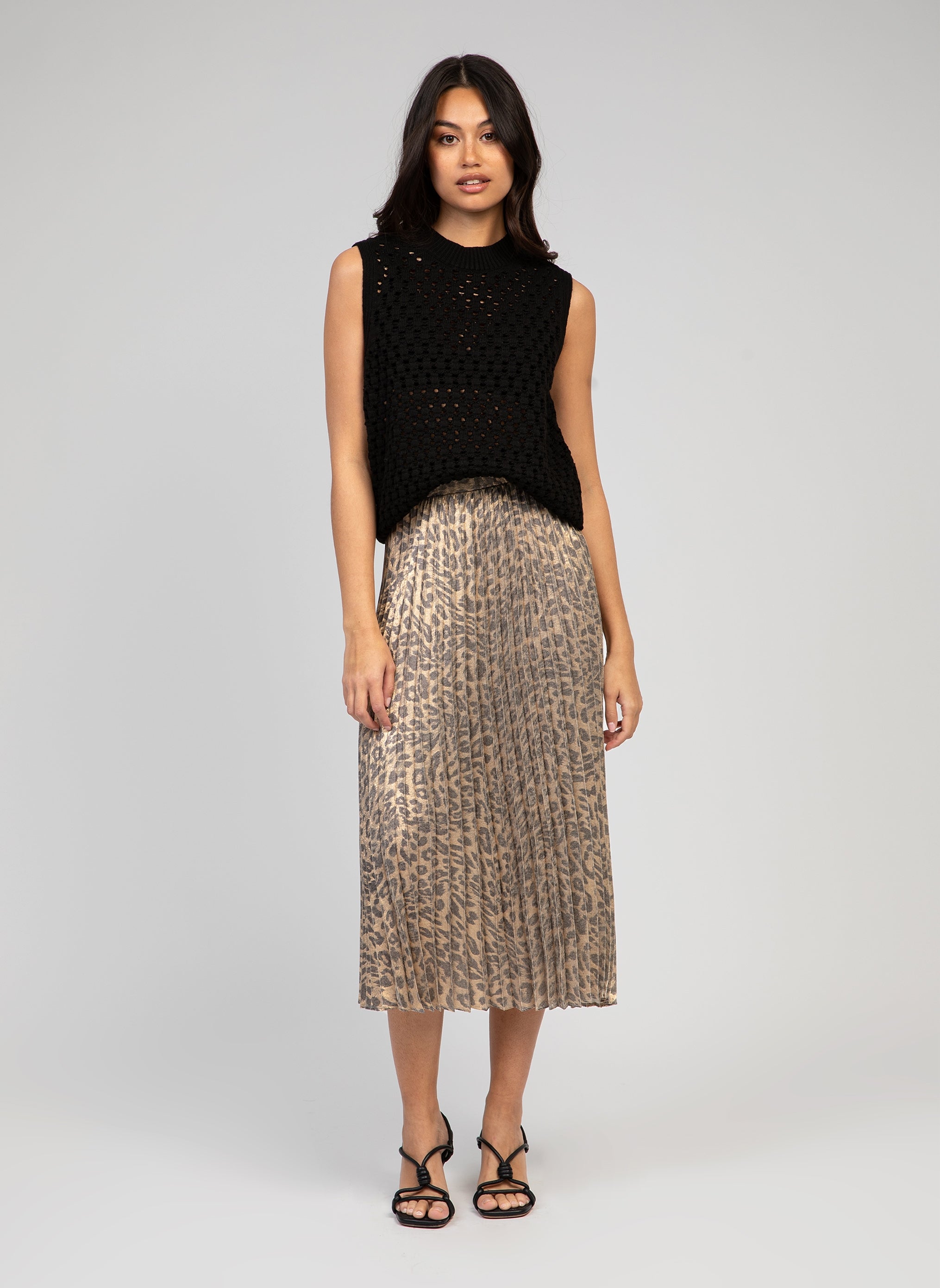 Justaly Gold Midi Skirt