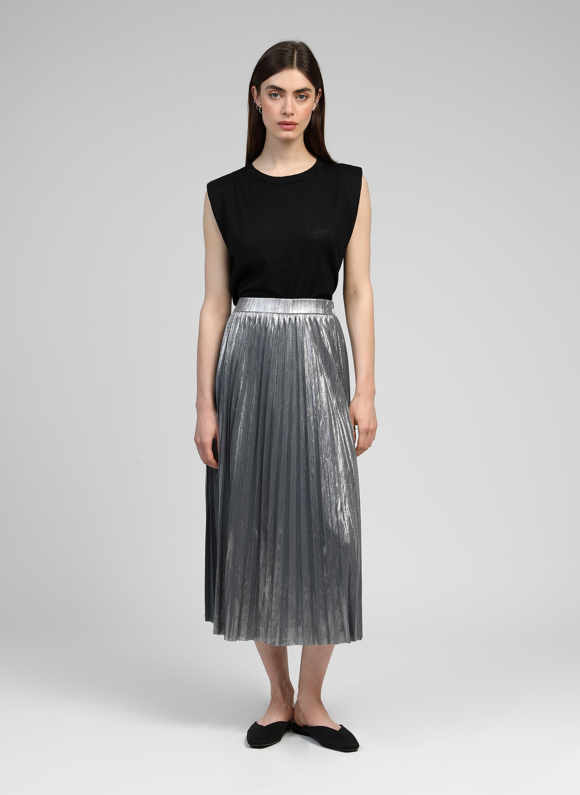 Justinna Silver Midi Skirt