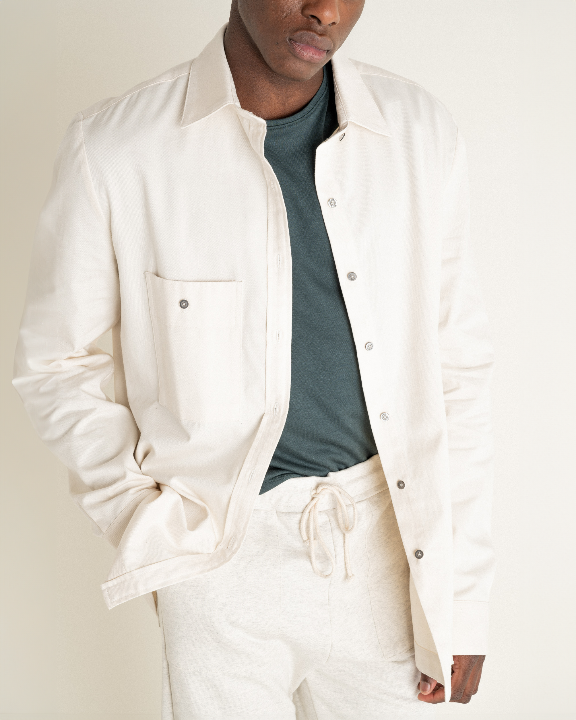 Leno Upcycled Cotton Ecru Shirt - Mixed