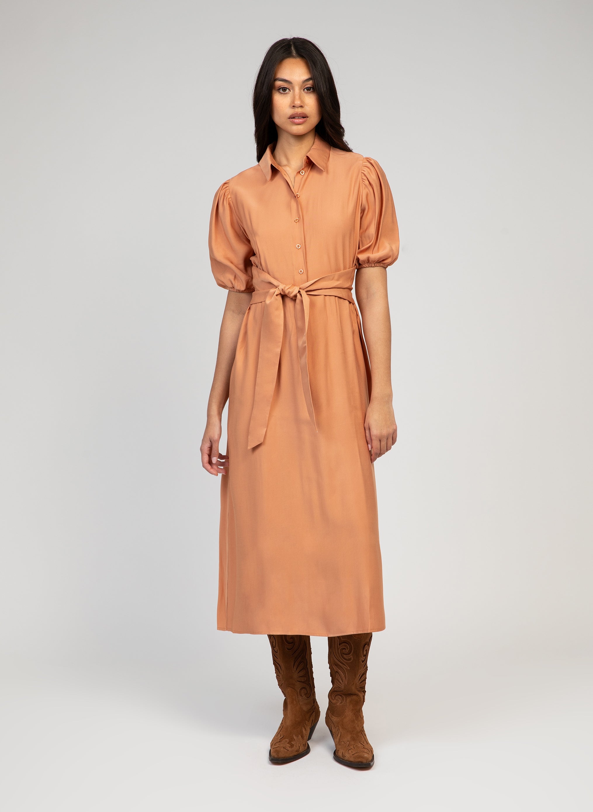 Maxi abito Malida in terracotta