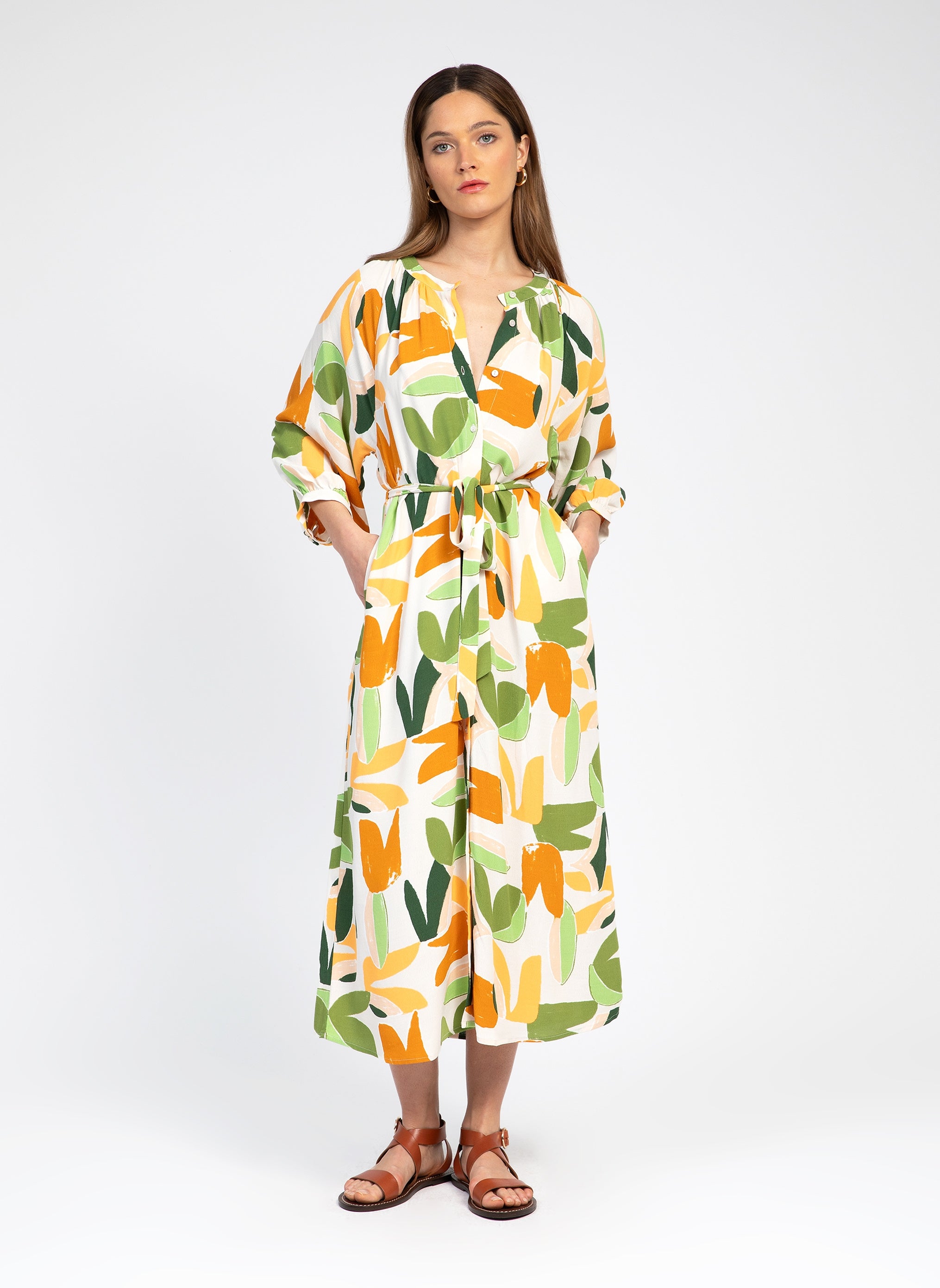 Marcelio Barty Midi Dress Green