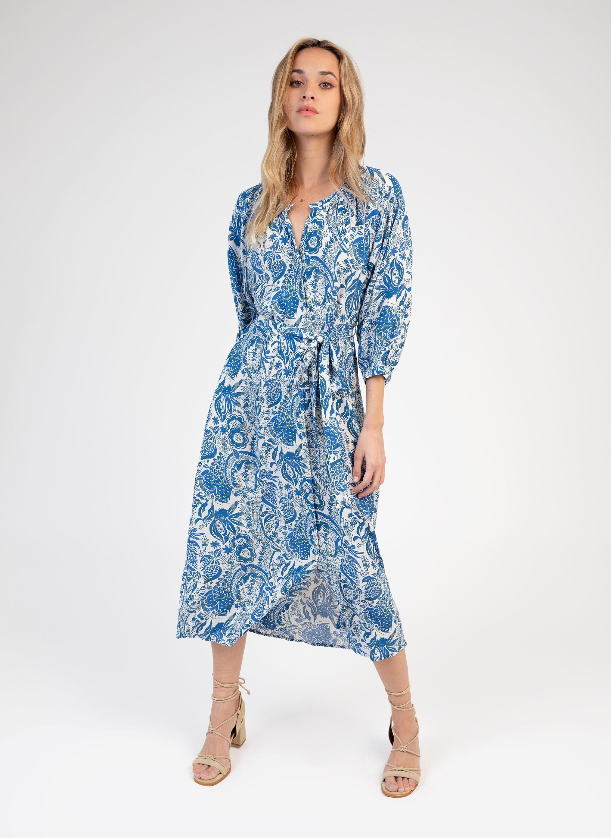 Marcelio Amandine Indigo midi dress