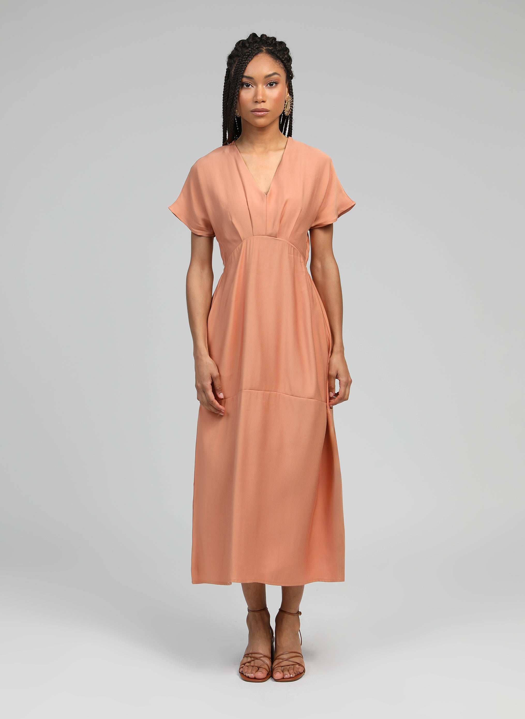 Maxi abito in terracotta Mekiana