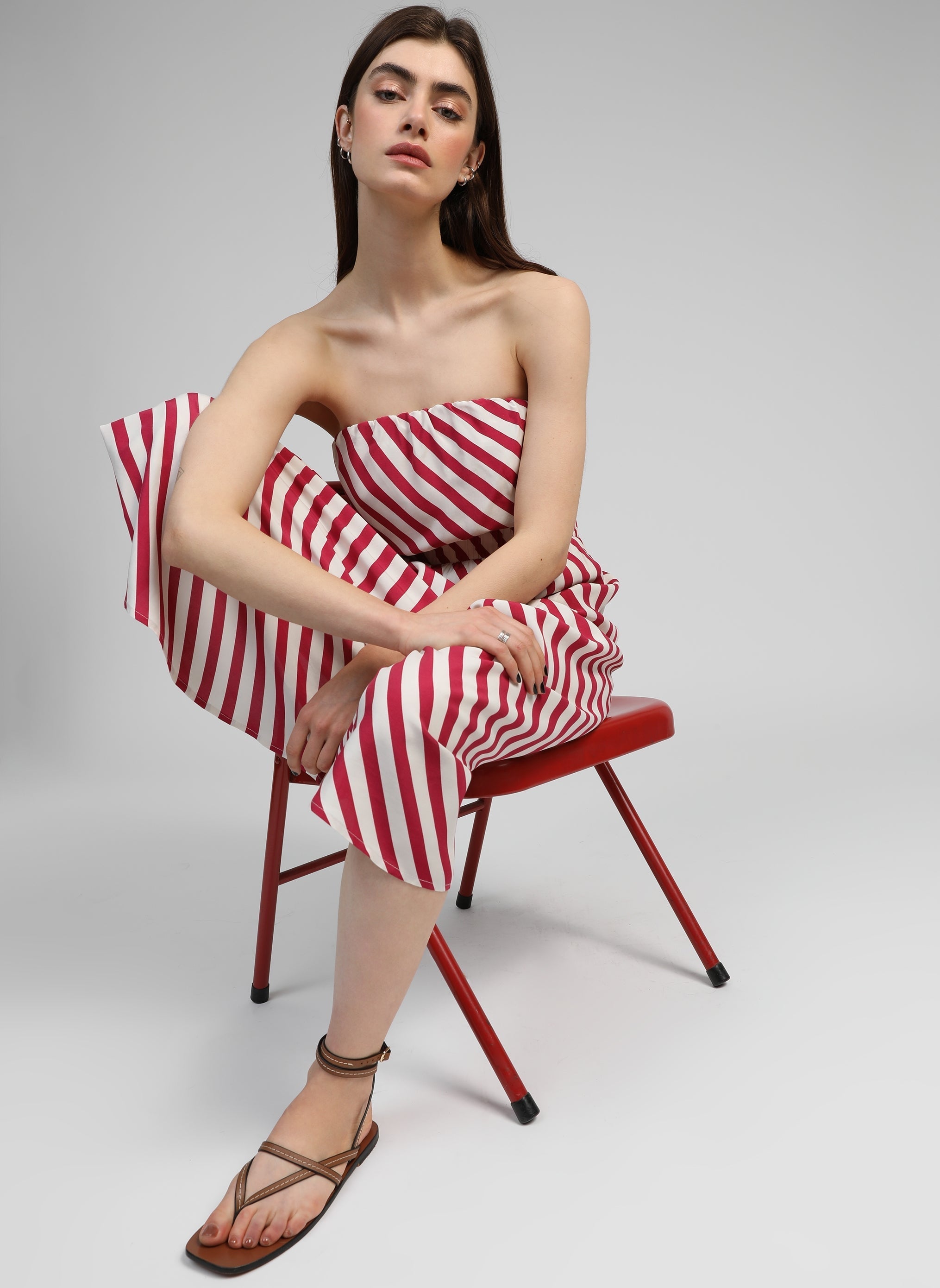 Maxi abito Mikitry Stipe Lampone