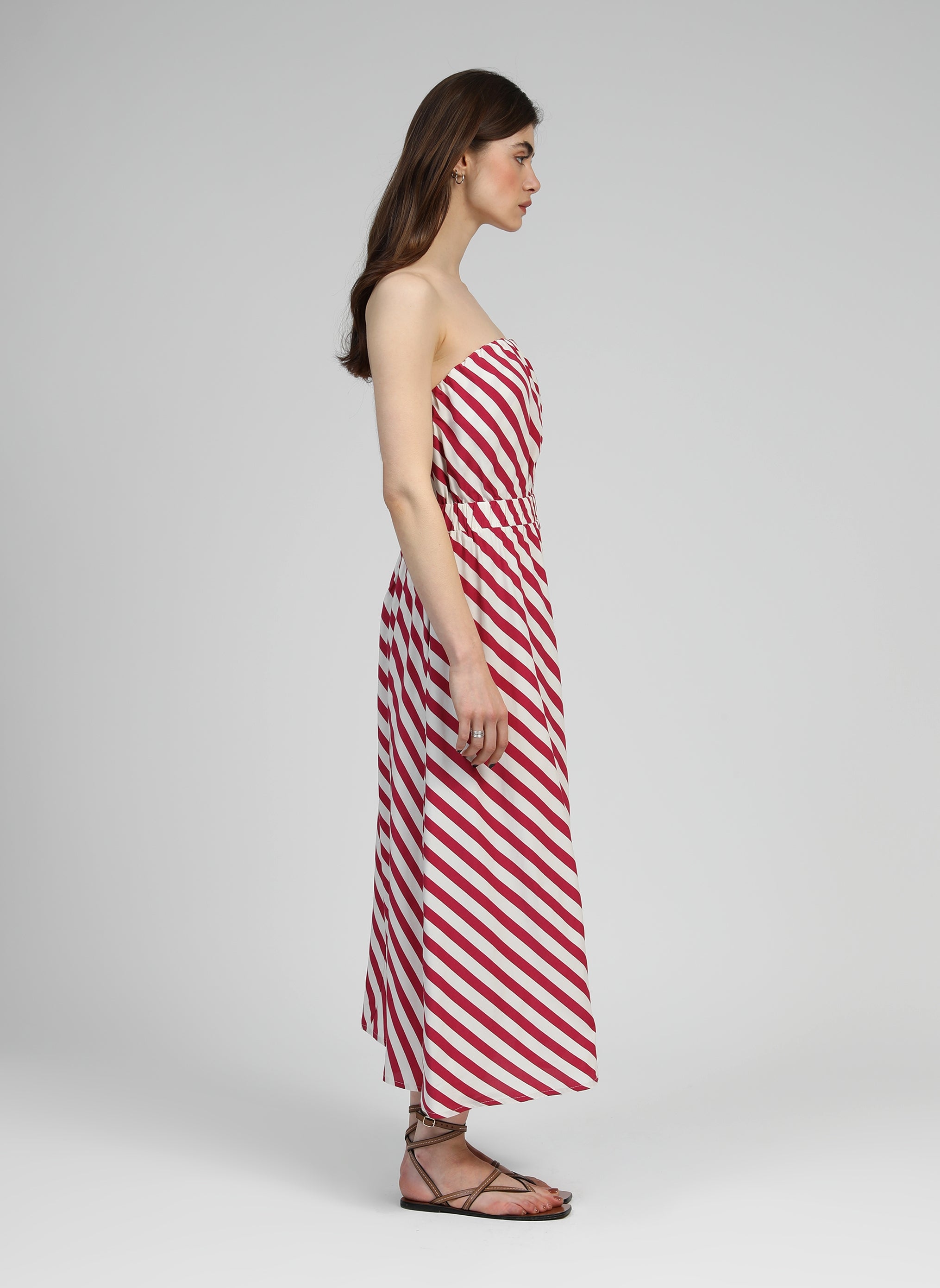 Maxi abito Mikitry Stipe Lampone