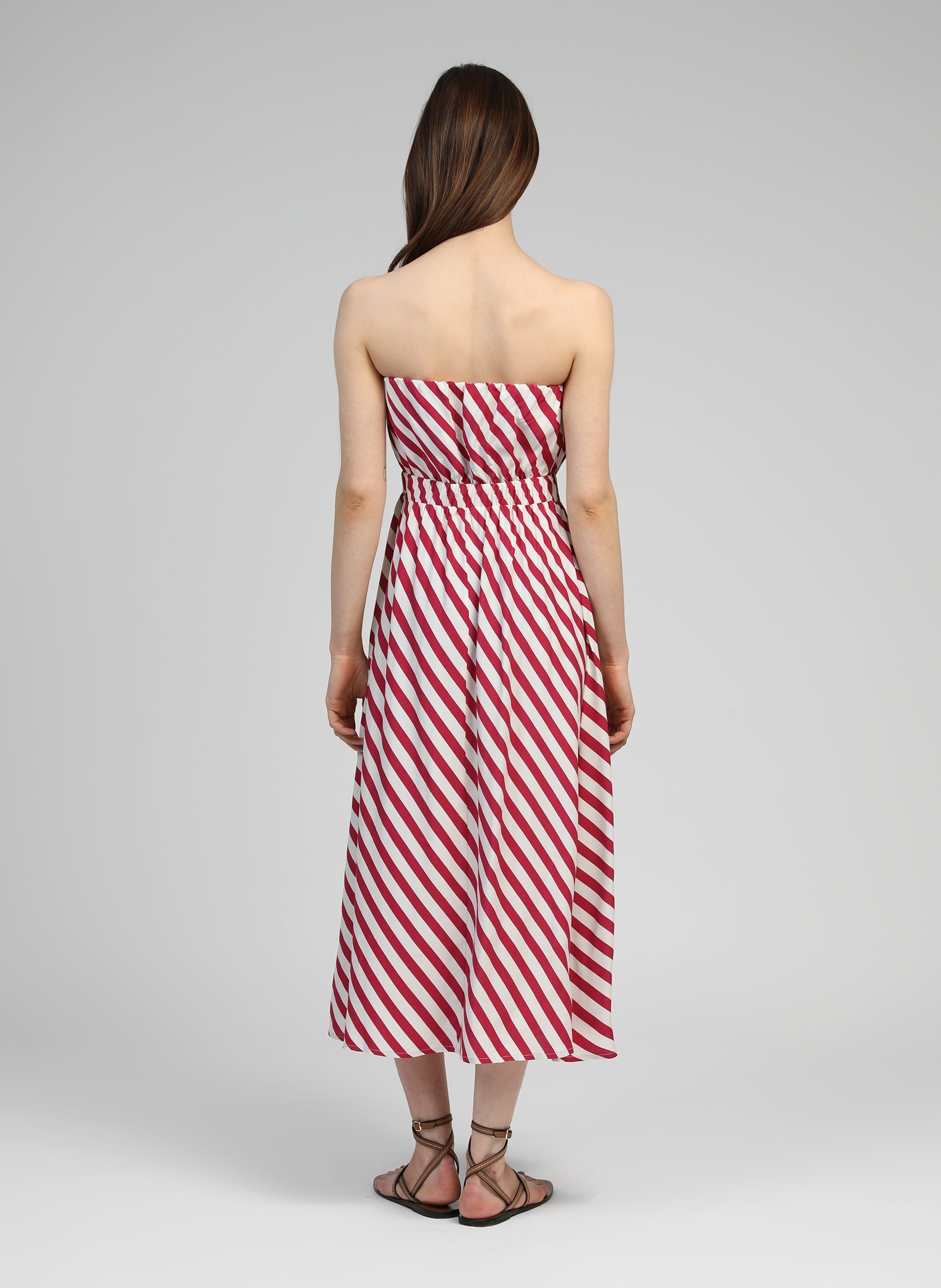 Maxi abito Mikitry Stipe Lampone