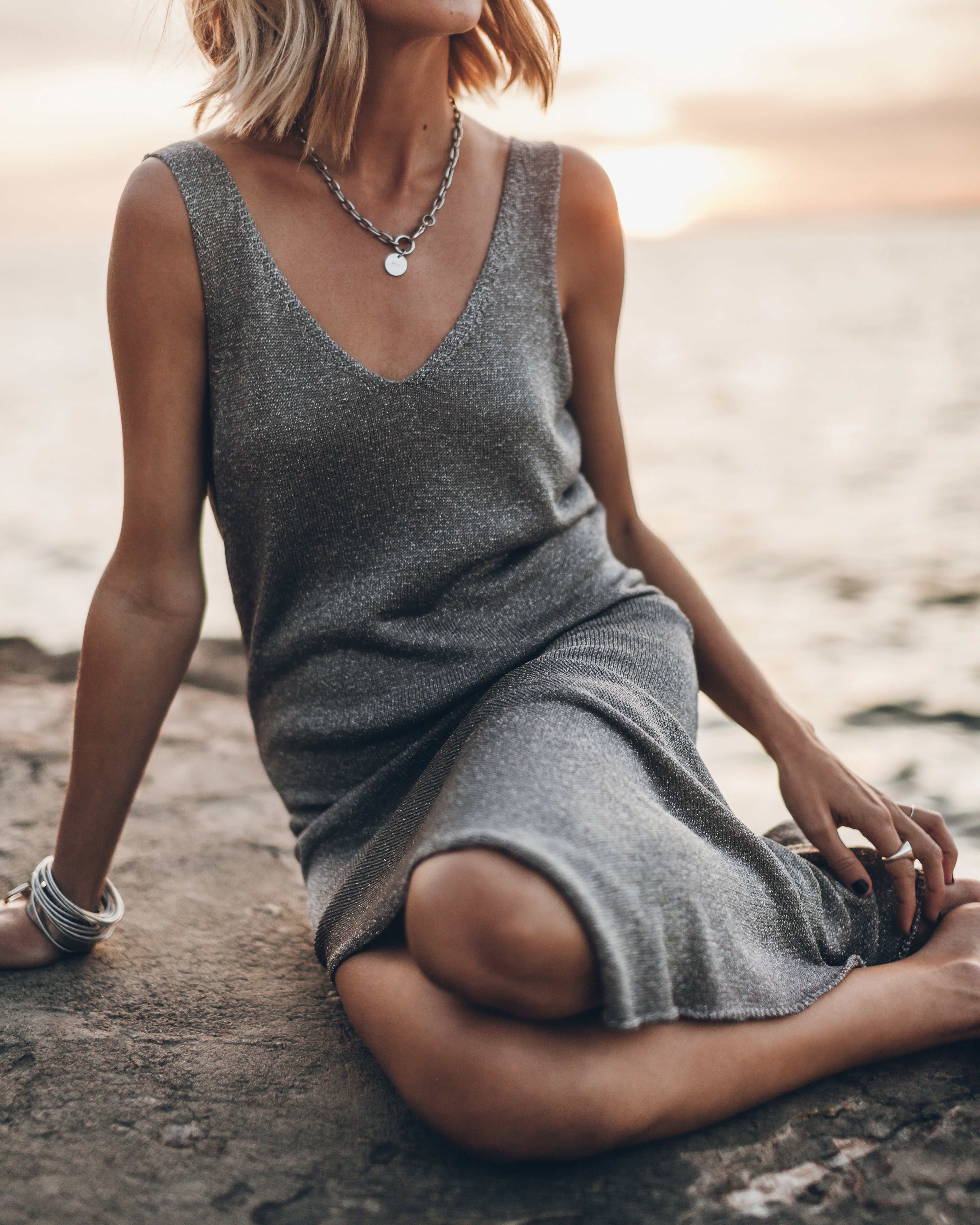 Abito in maglia sottile argento