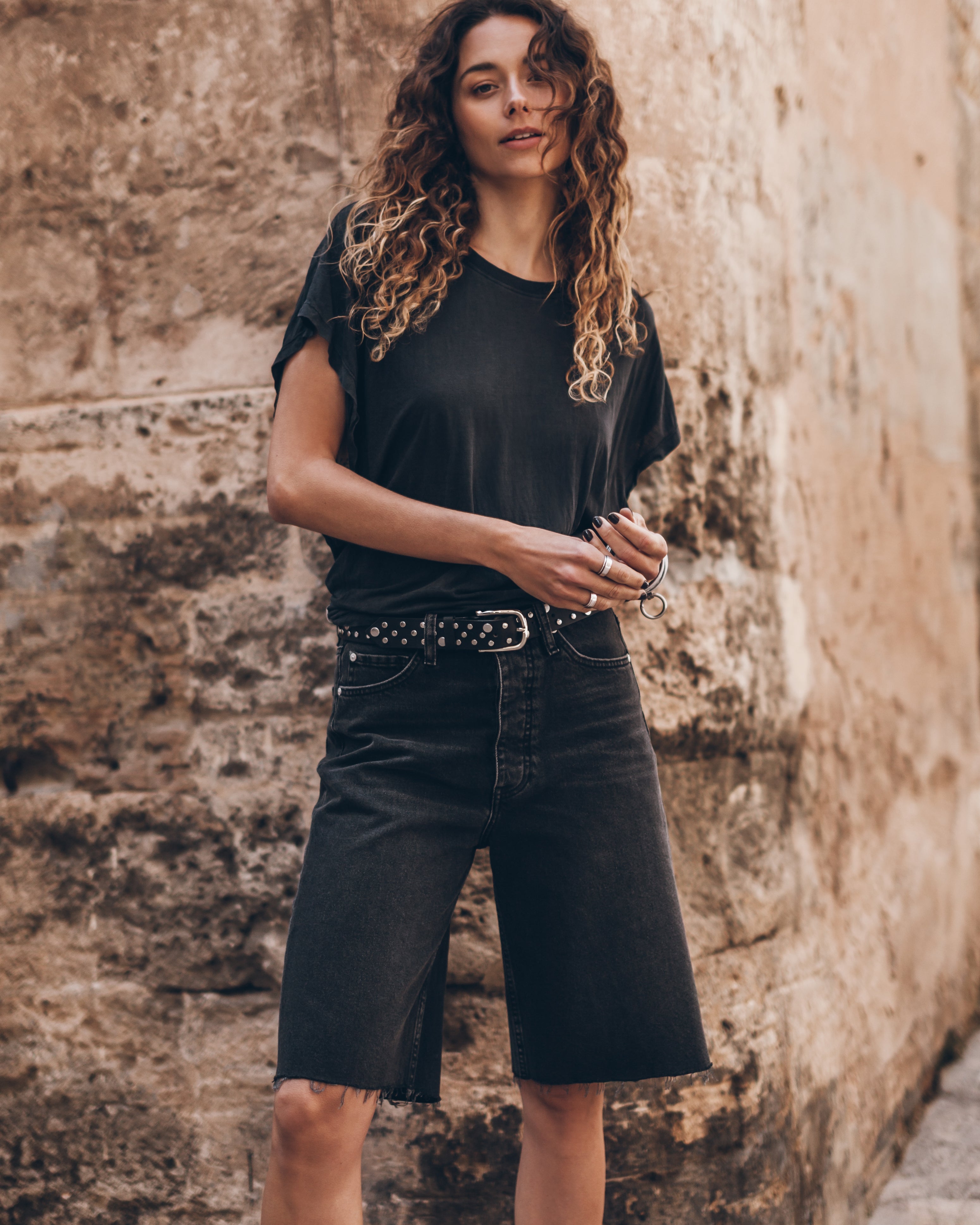 The Black Denim Bermuda Shorts