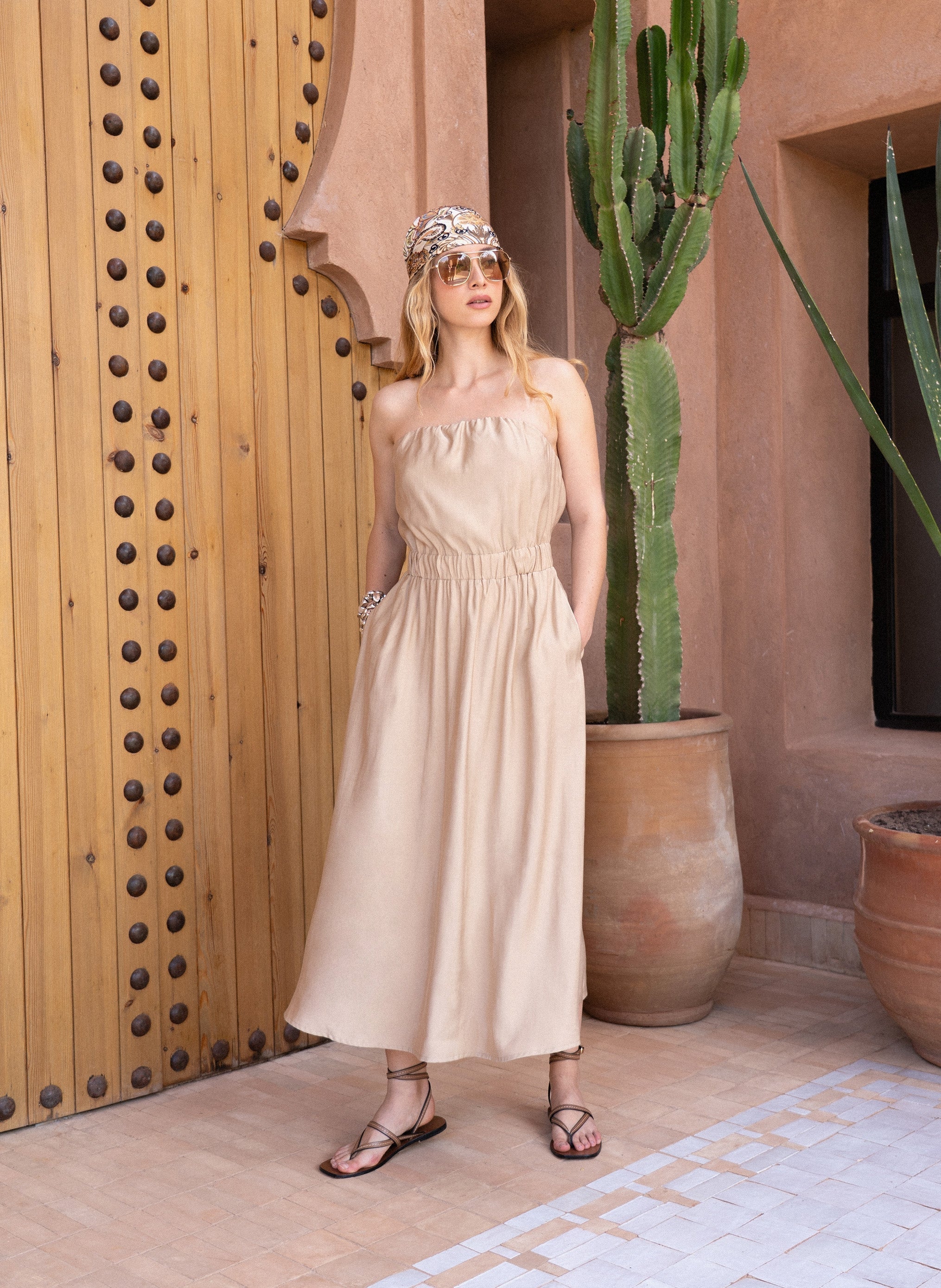 Maxi abito beige Milika