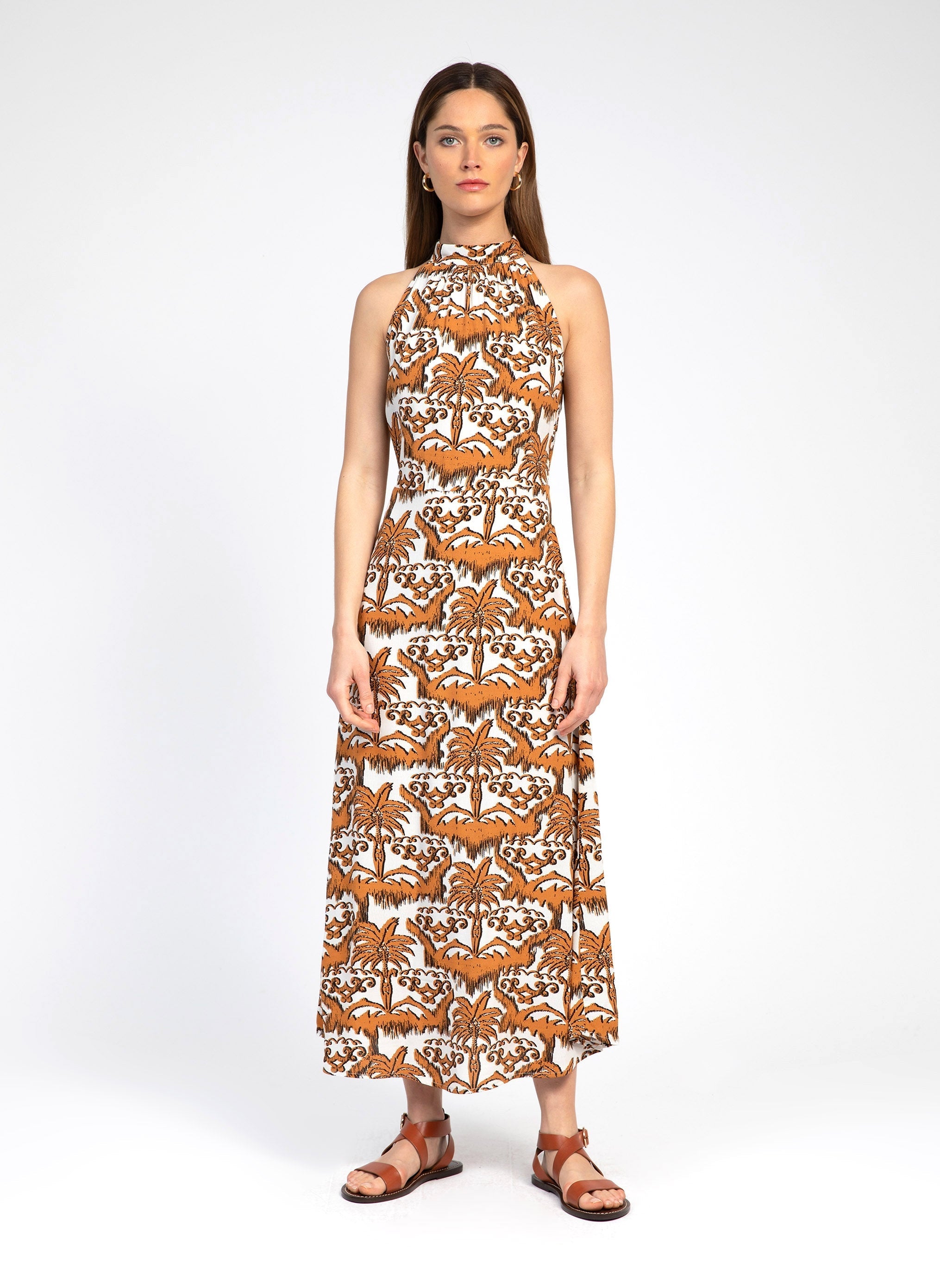 Mocky Palmita Ecru Midi Dress