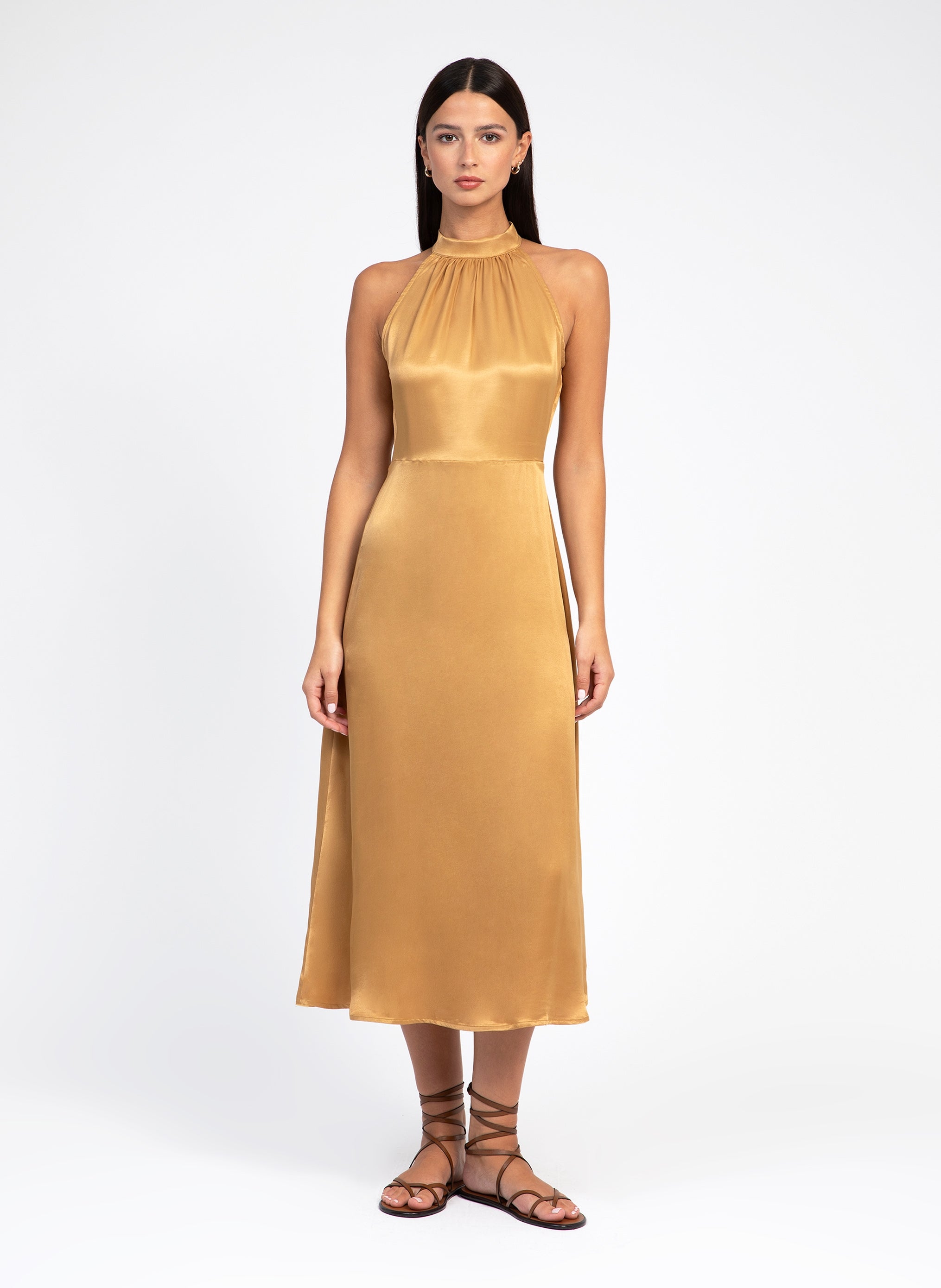Mockyly Gold Midi Dress