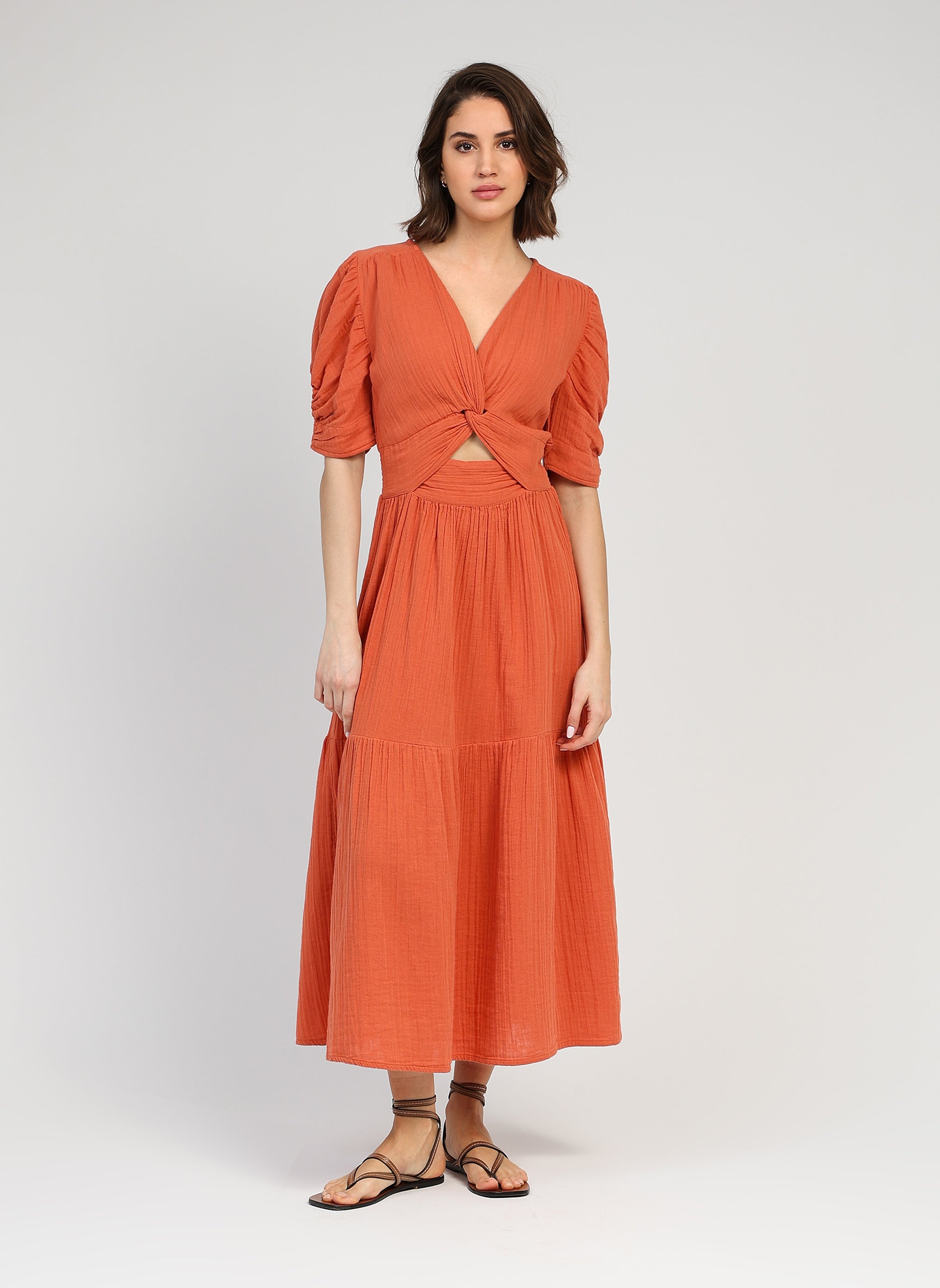 Odouma Terracotta Midi Dress