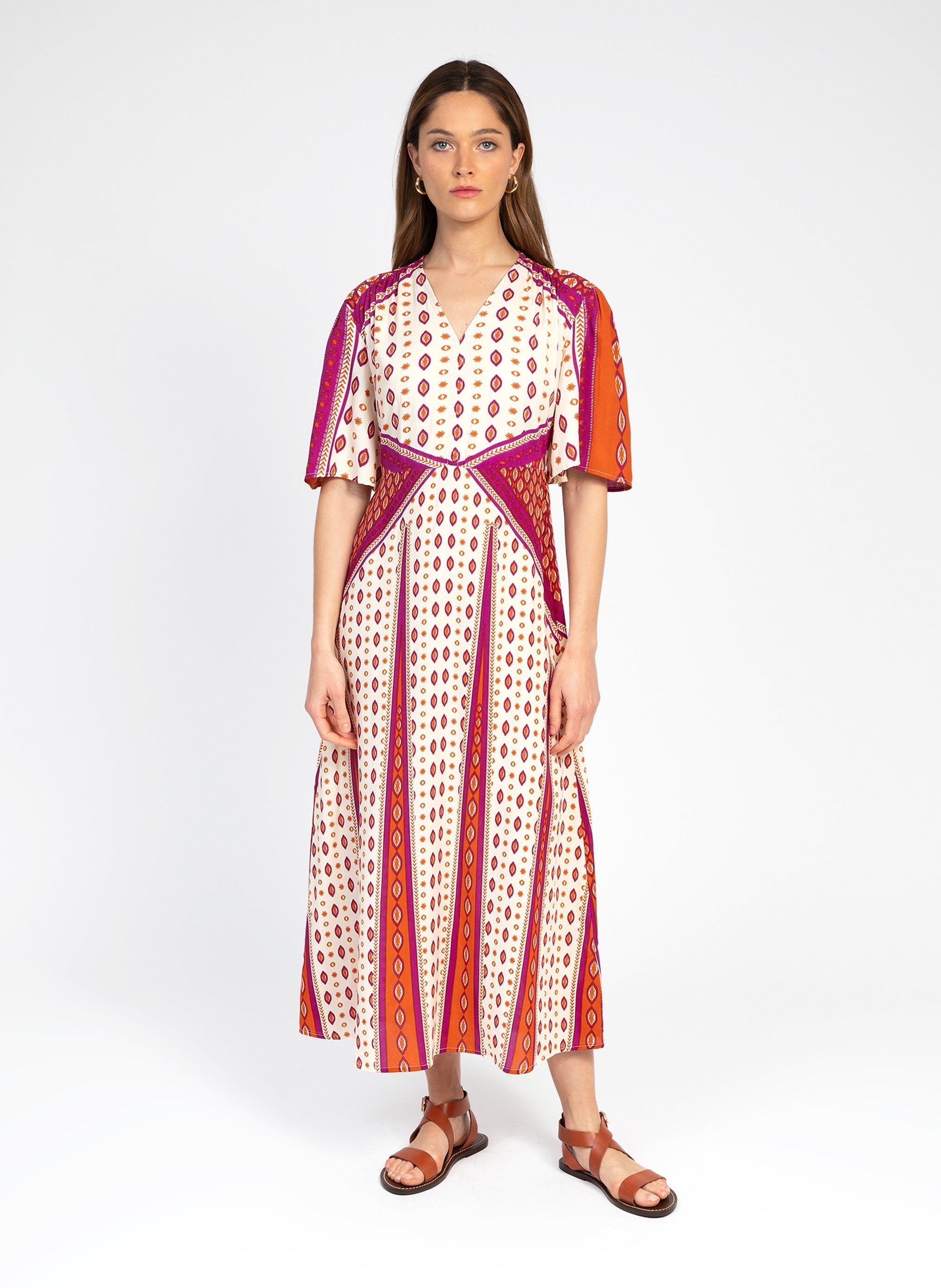 Oren Orange Midi Dress