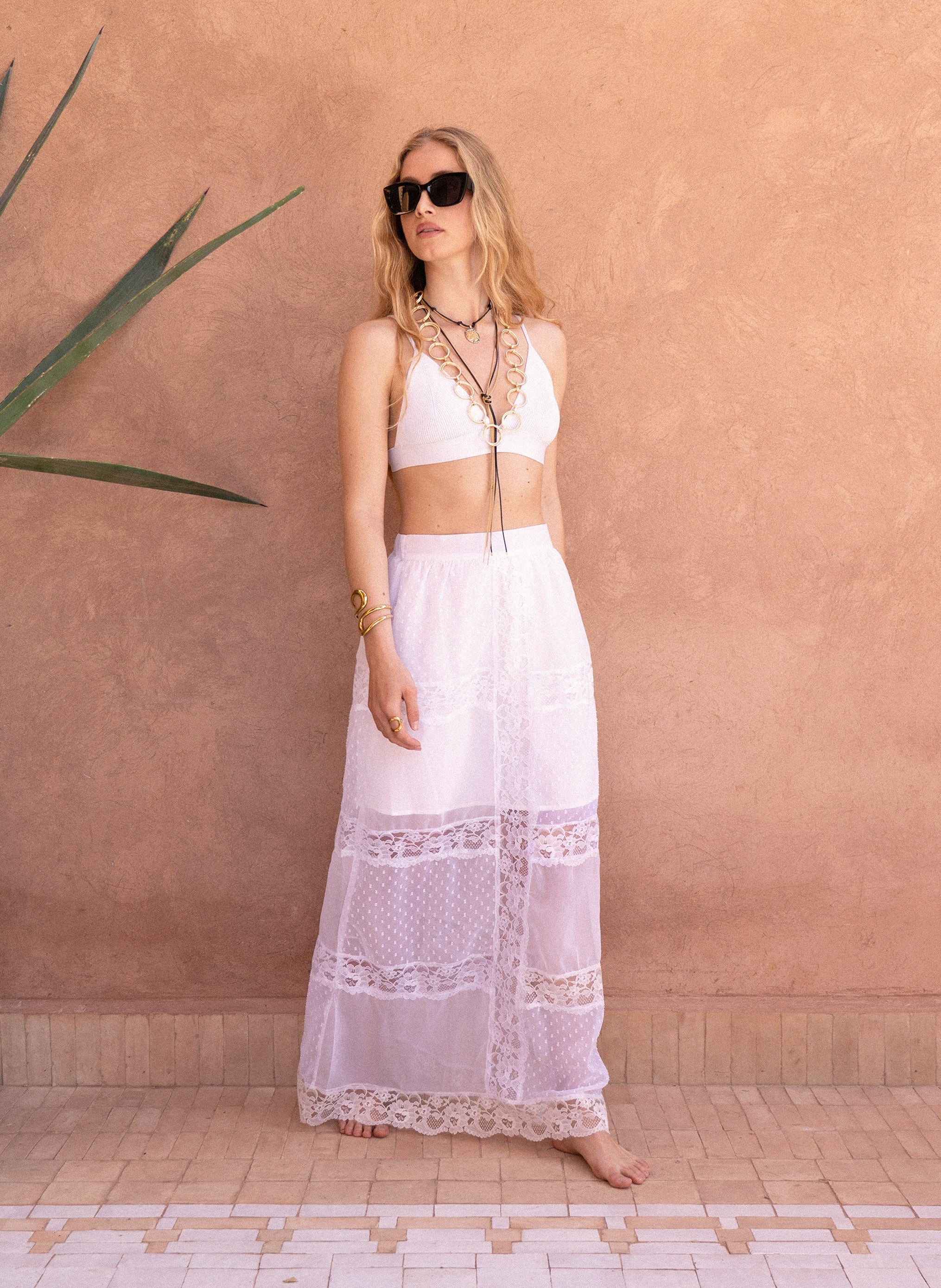 Ravila Long Skirt White