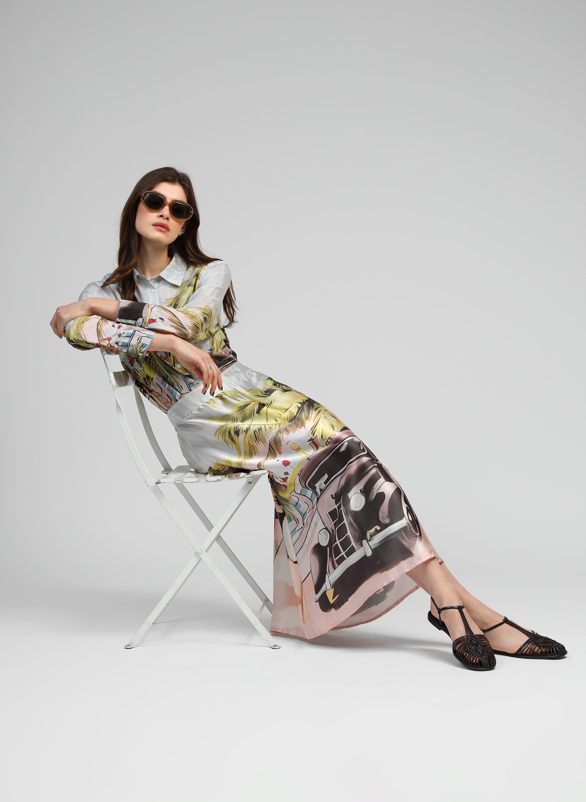 Midi skirt Rinala Florida Anis