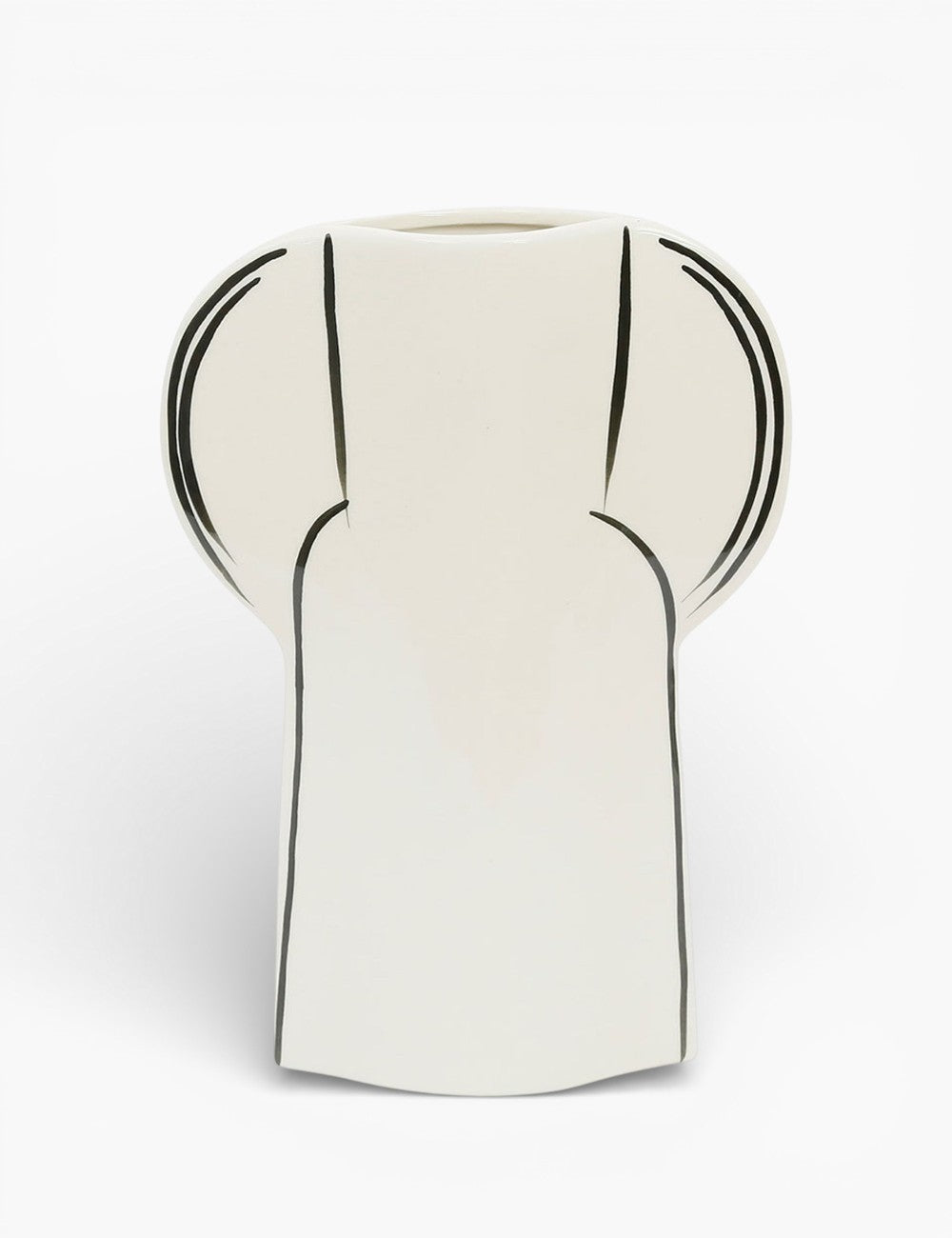 Vase en grès écru et noir